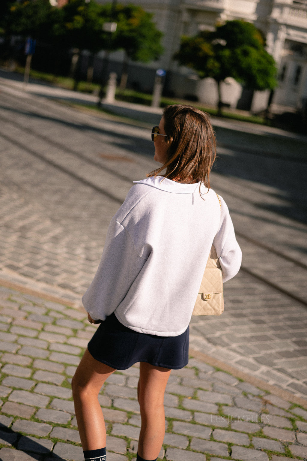 Pepper polo-style sweatshirt light grey melange