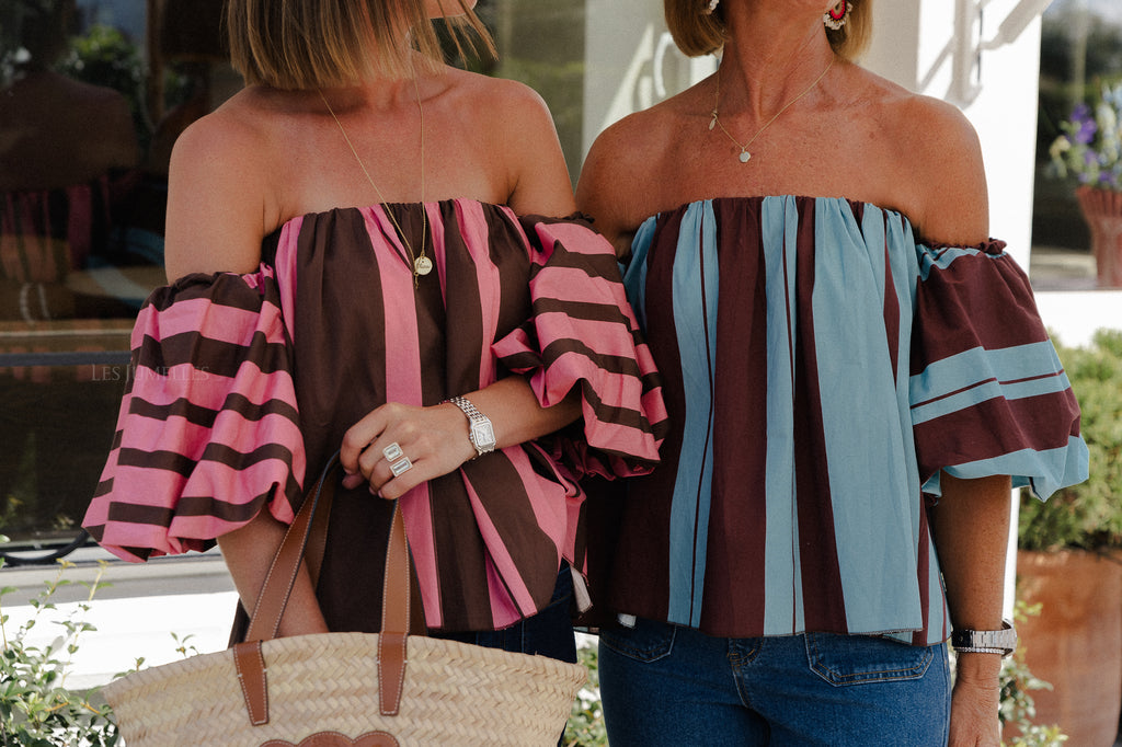 Juhla gestreepte blouse bruin/blauw