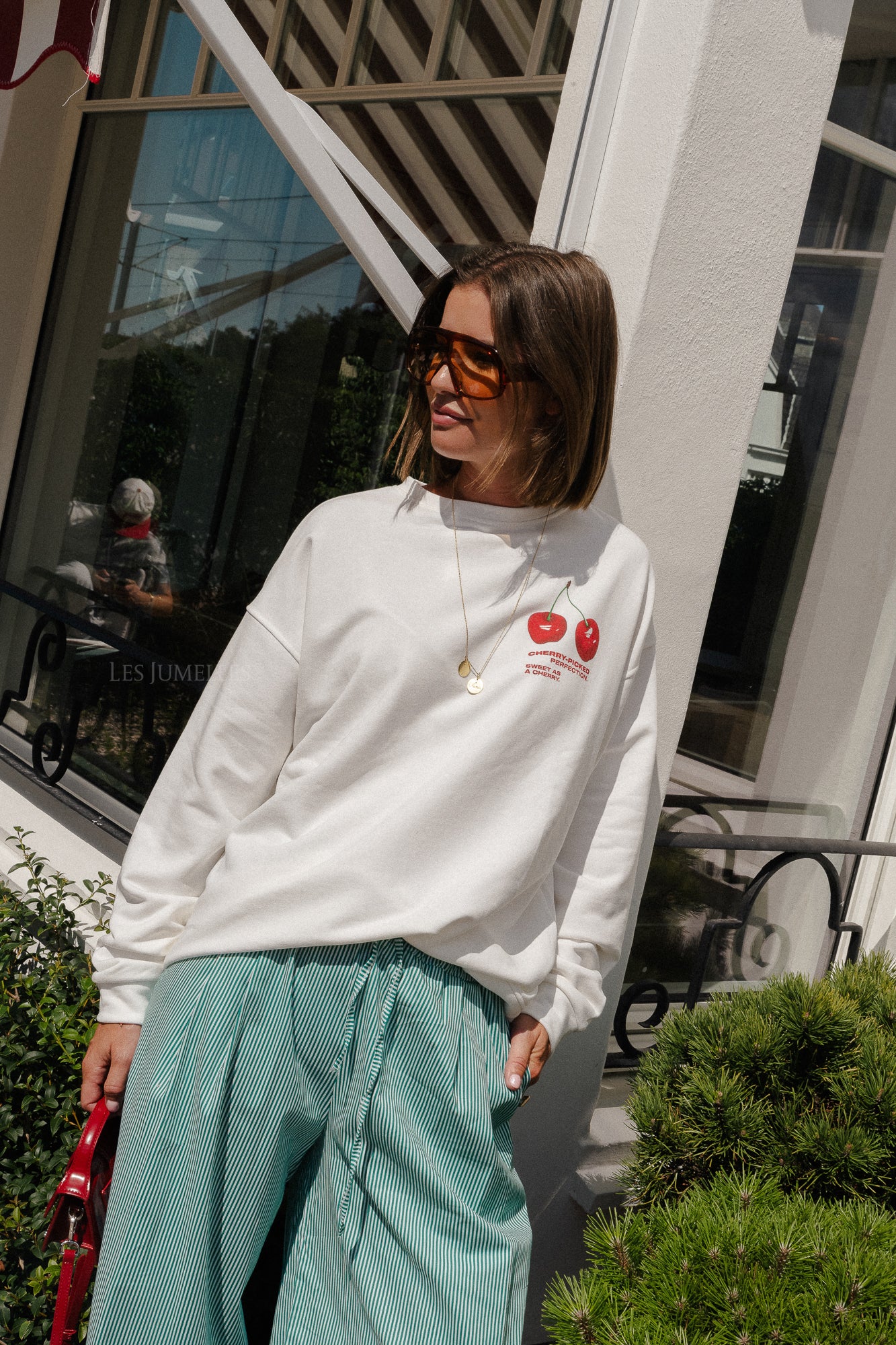 Cherry perfection sweater white