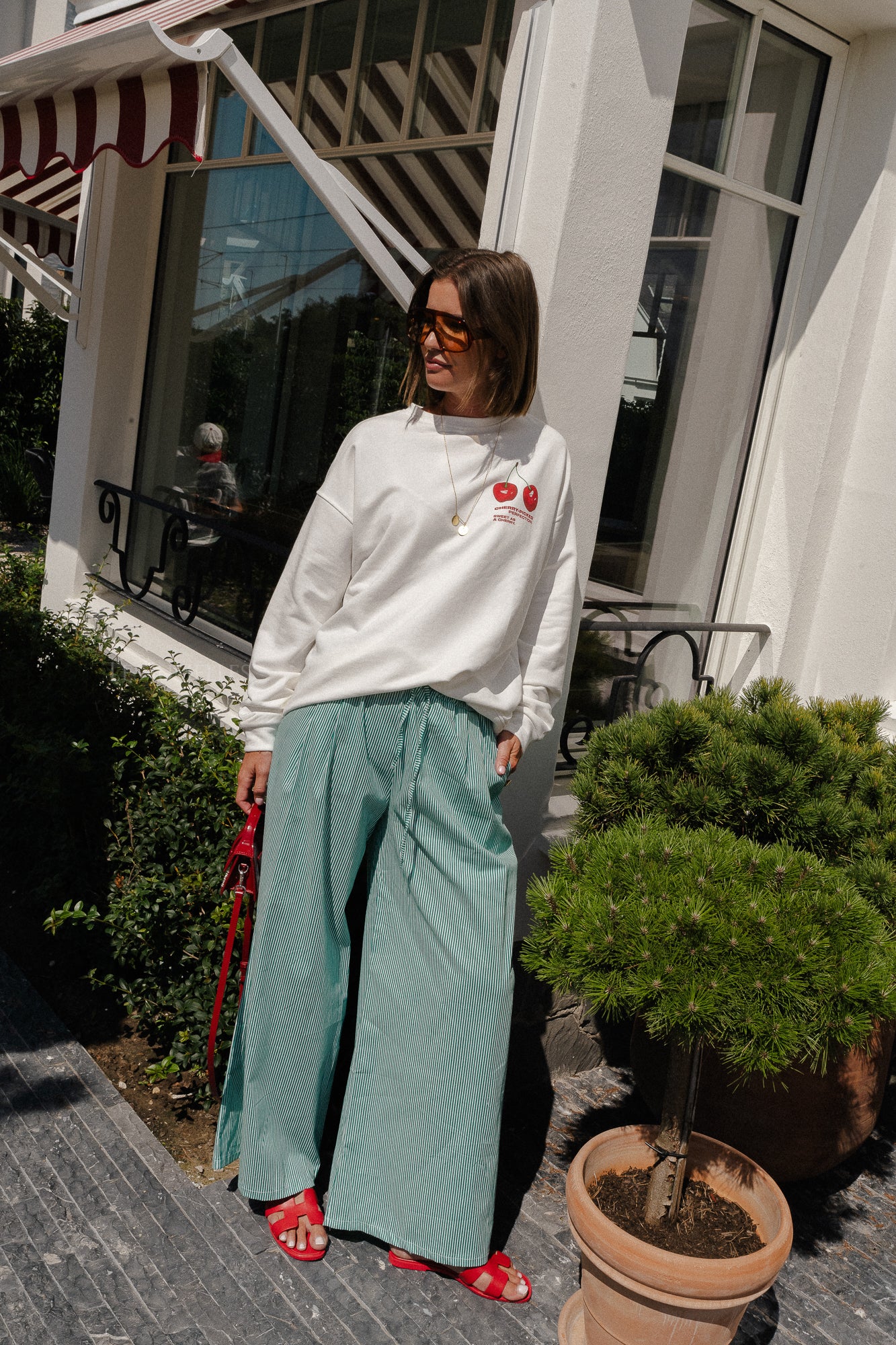 Sienna striped pants green