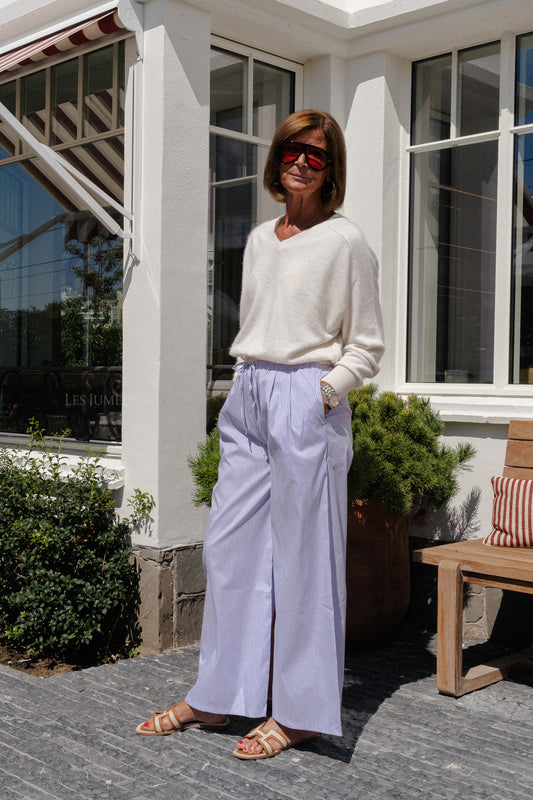 Les Jumelles Pantalon rayé Sienna lilas