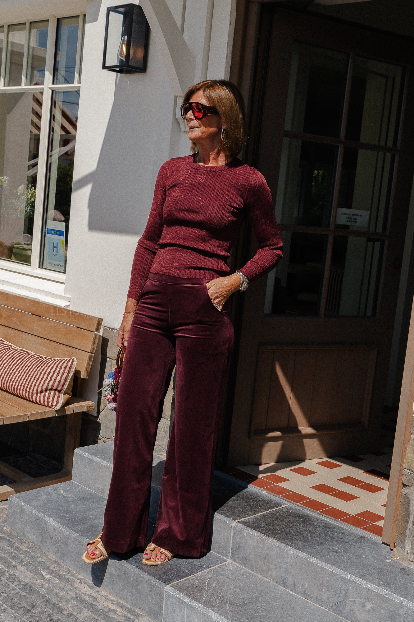 Renée fluwelen broek bordeaux