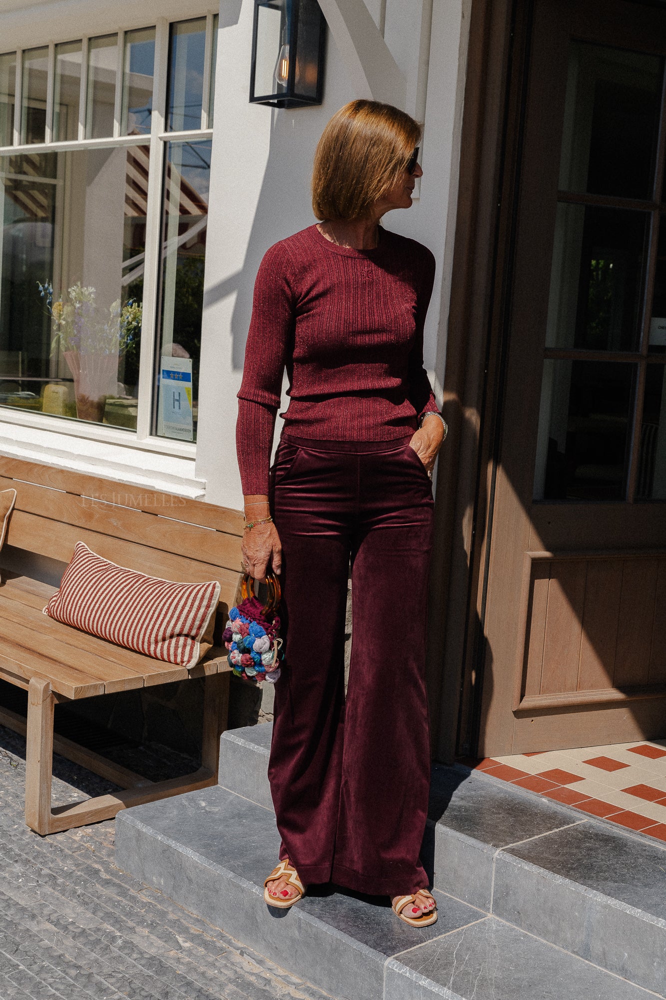 Pantalon en velours Renée bordeaux