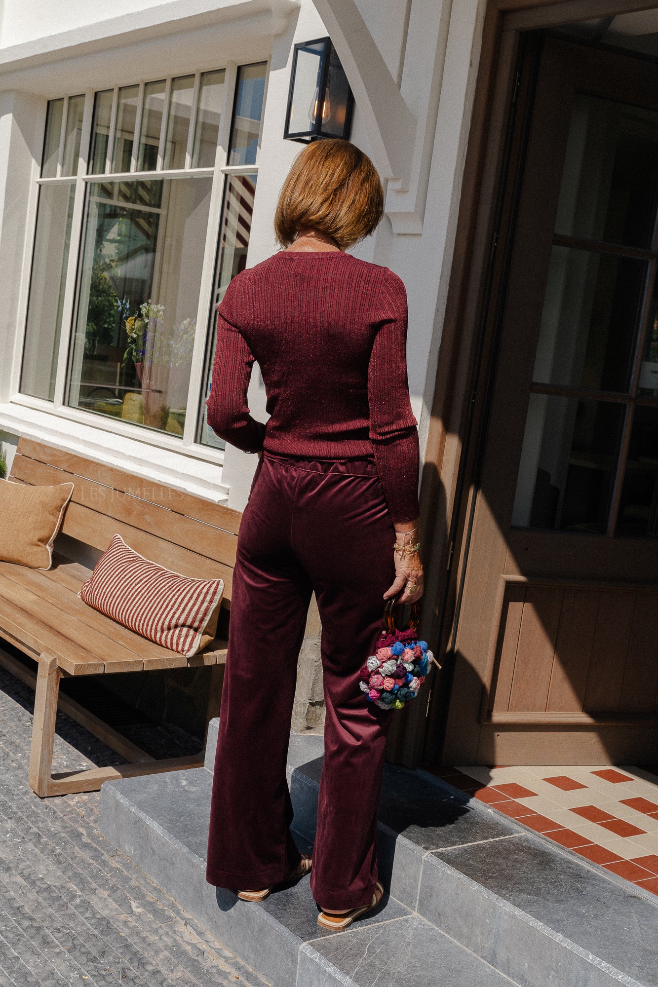 Pantalon en velours Renée bordeaux