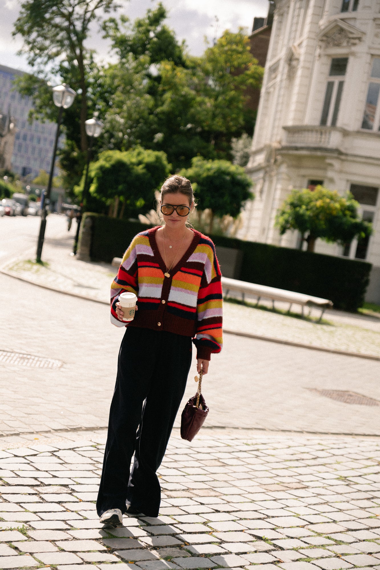 Noor cardigan stripe multi racing red