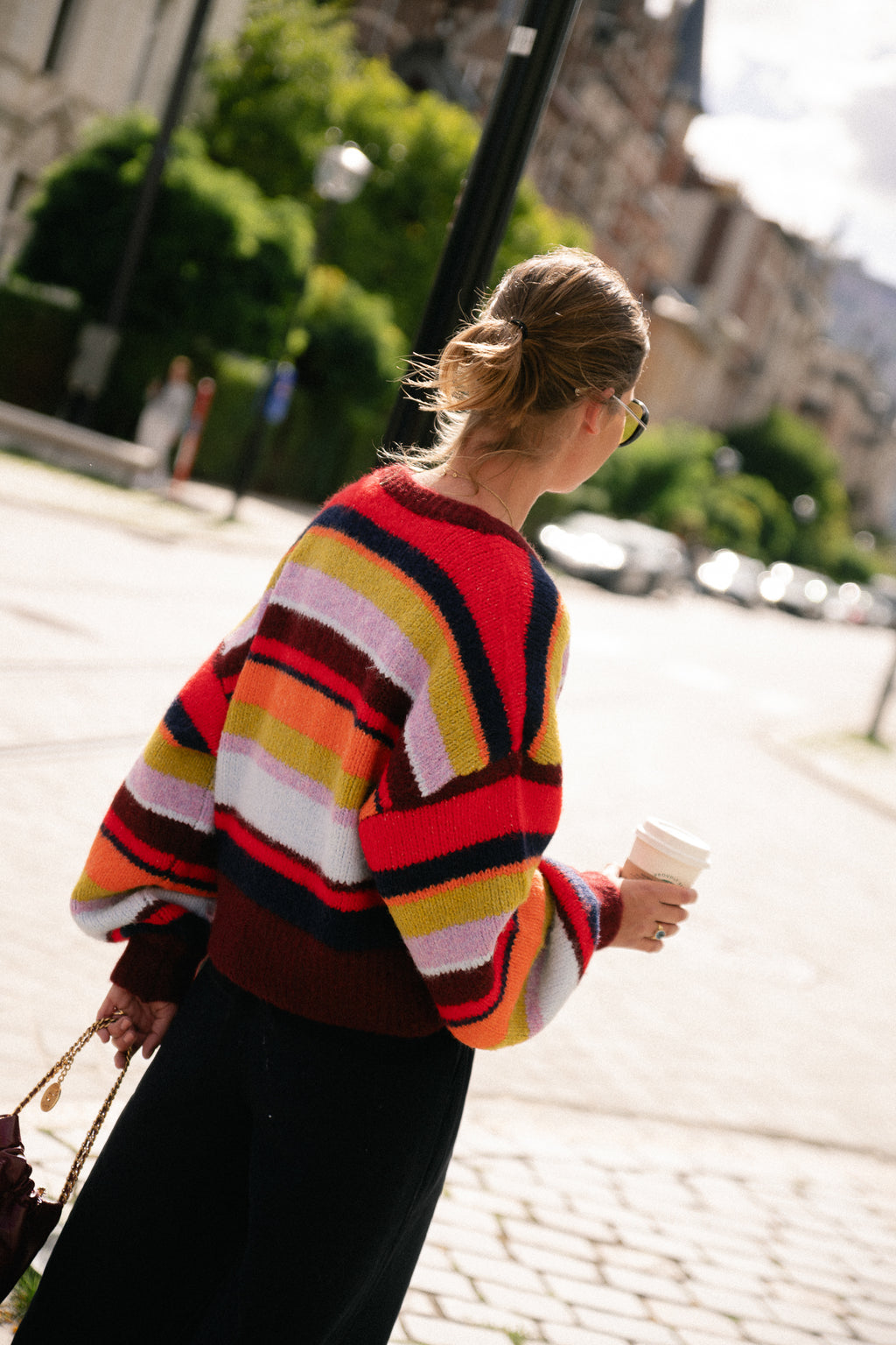 Noor cardigan stripe multi racing red