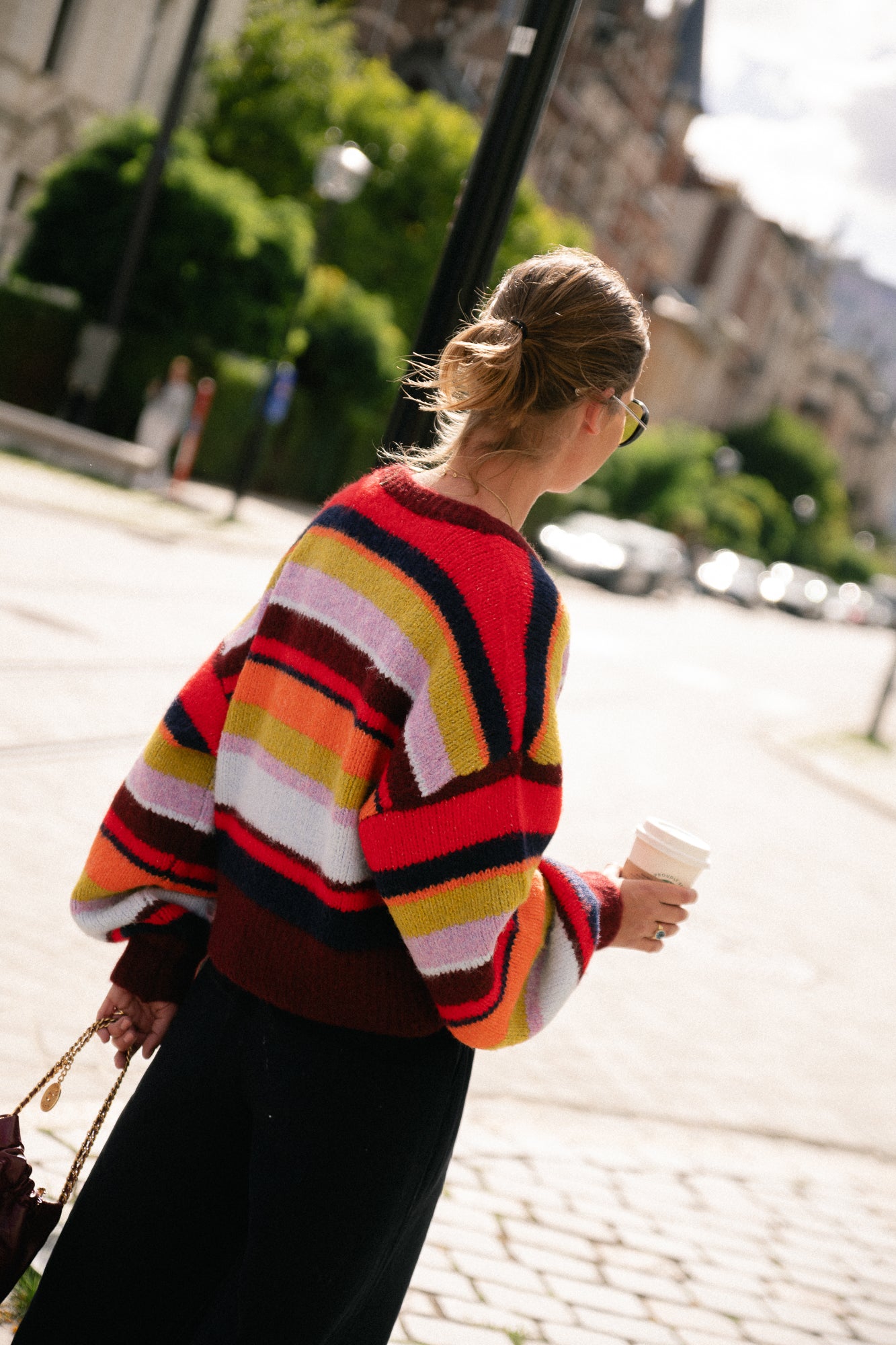 Noor cardigan stripe multi racing red