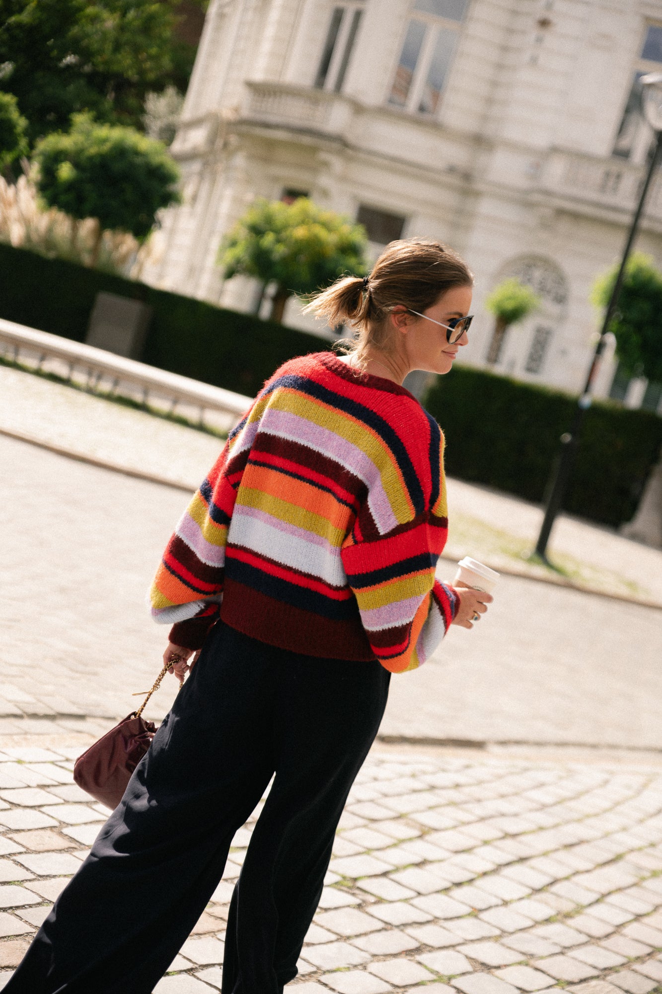 Noor cardigan stripe multi racing red
