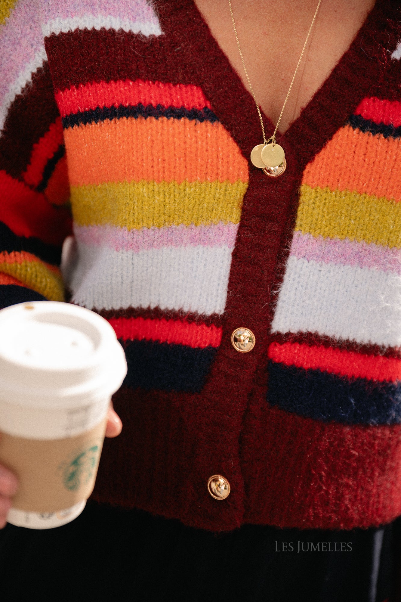 Noor cardigan stripe multi racing red