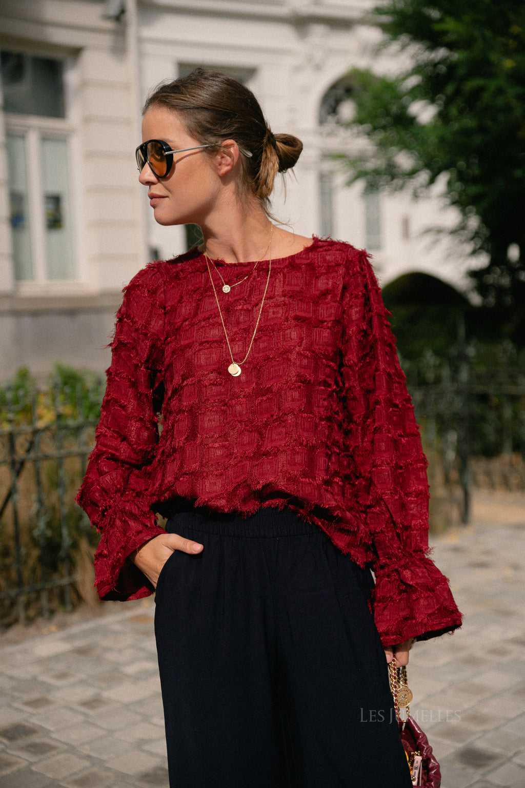 OBJDaria LS O-neck top karanda red