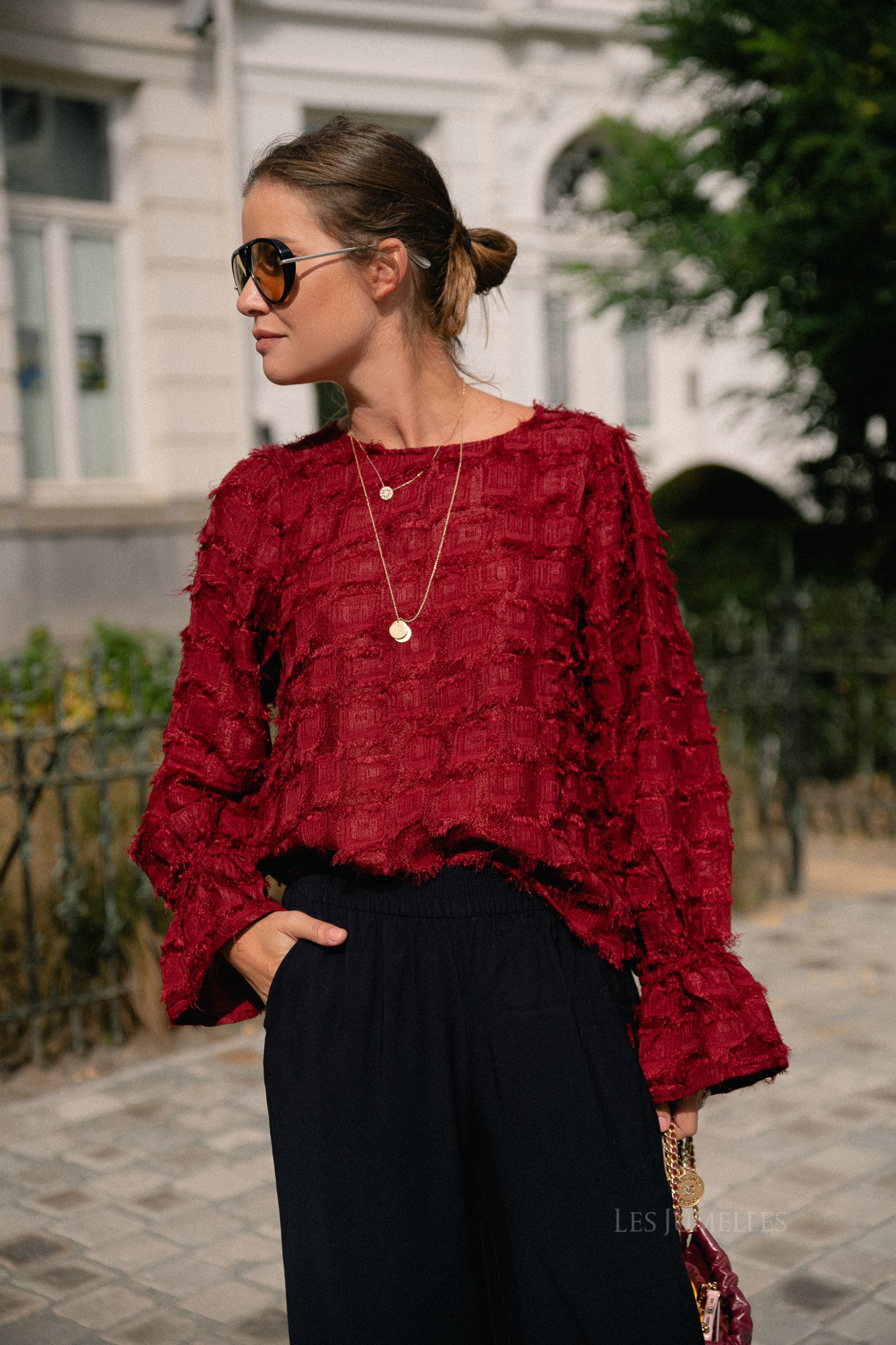 OBJDaria LS O-neck top karanda red