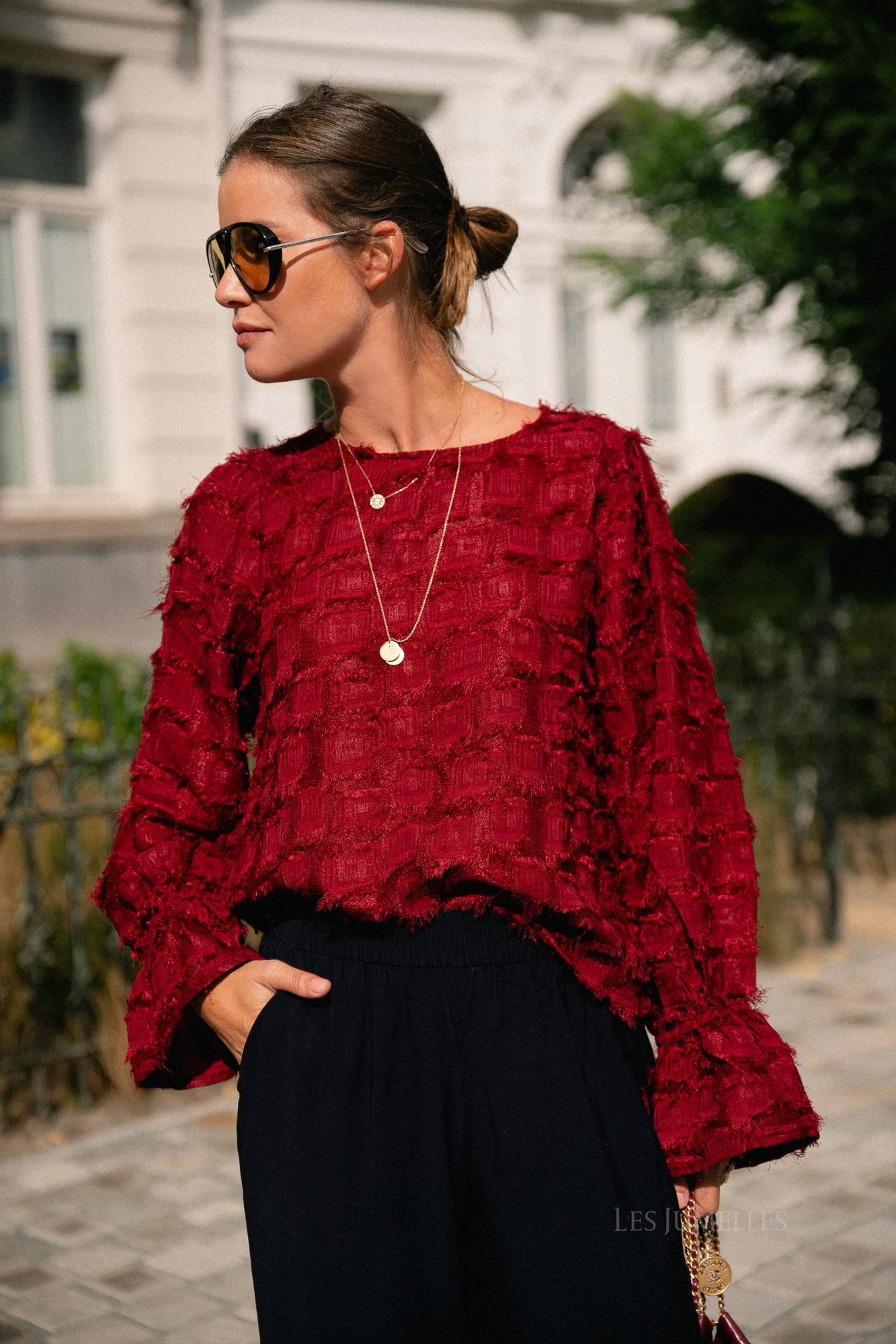 OBJDaria LS O-neck top karanda red