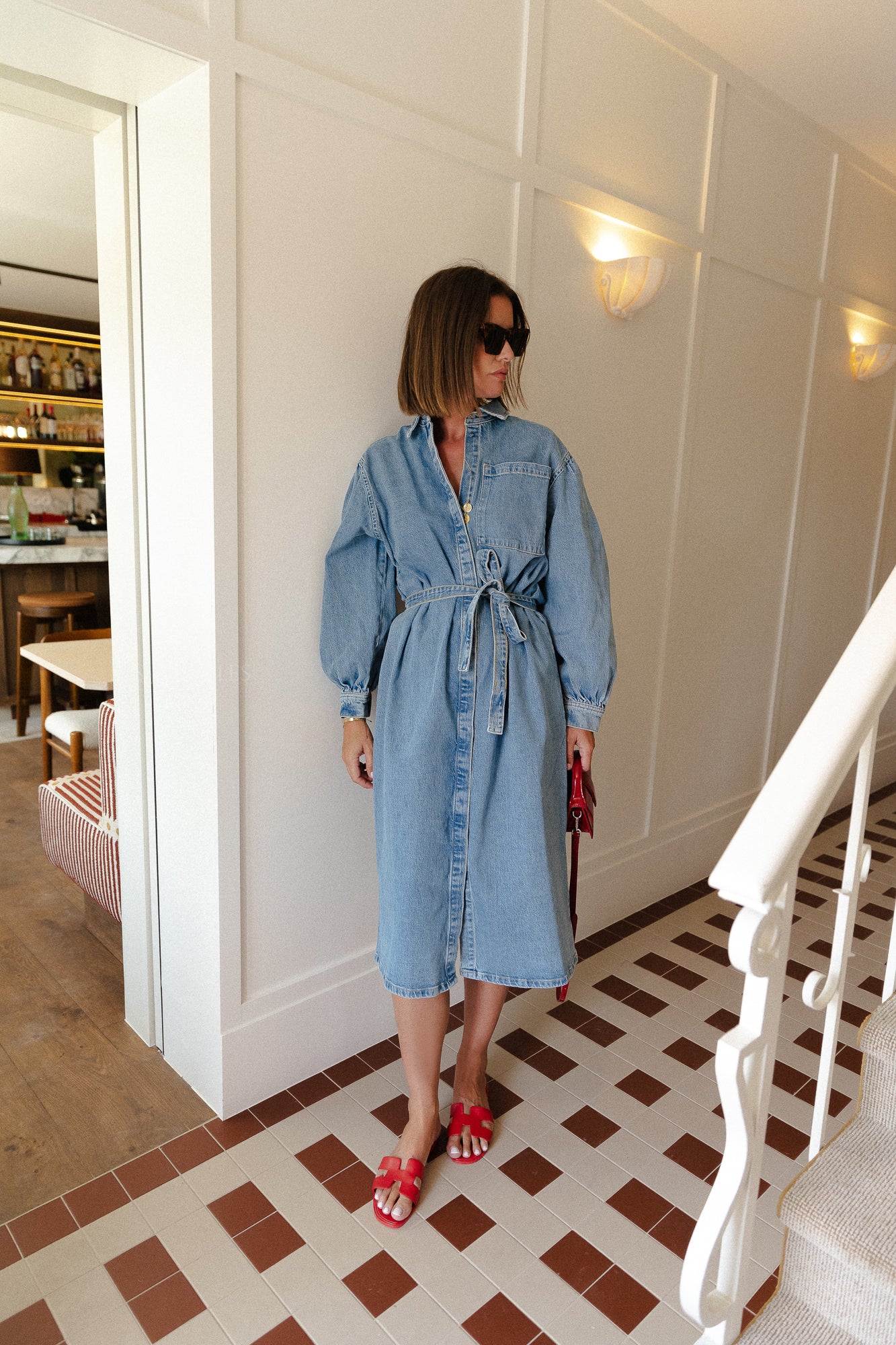 Robe chemise SLFEllin LS denim bleu clair