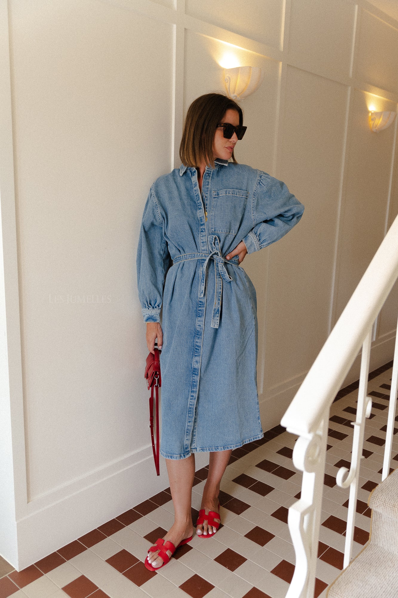 Robe chemise SLFEllin LS denim bleu clair