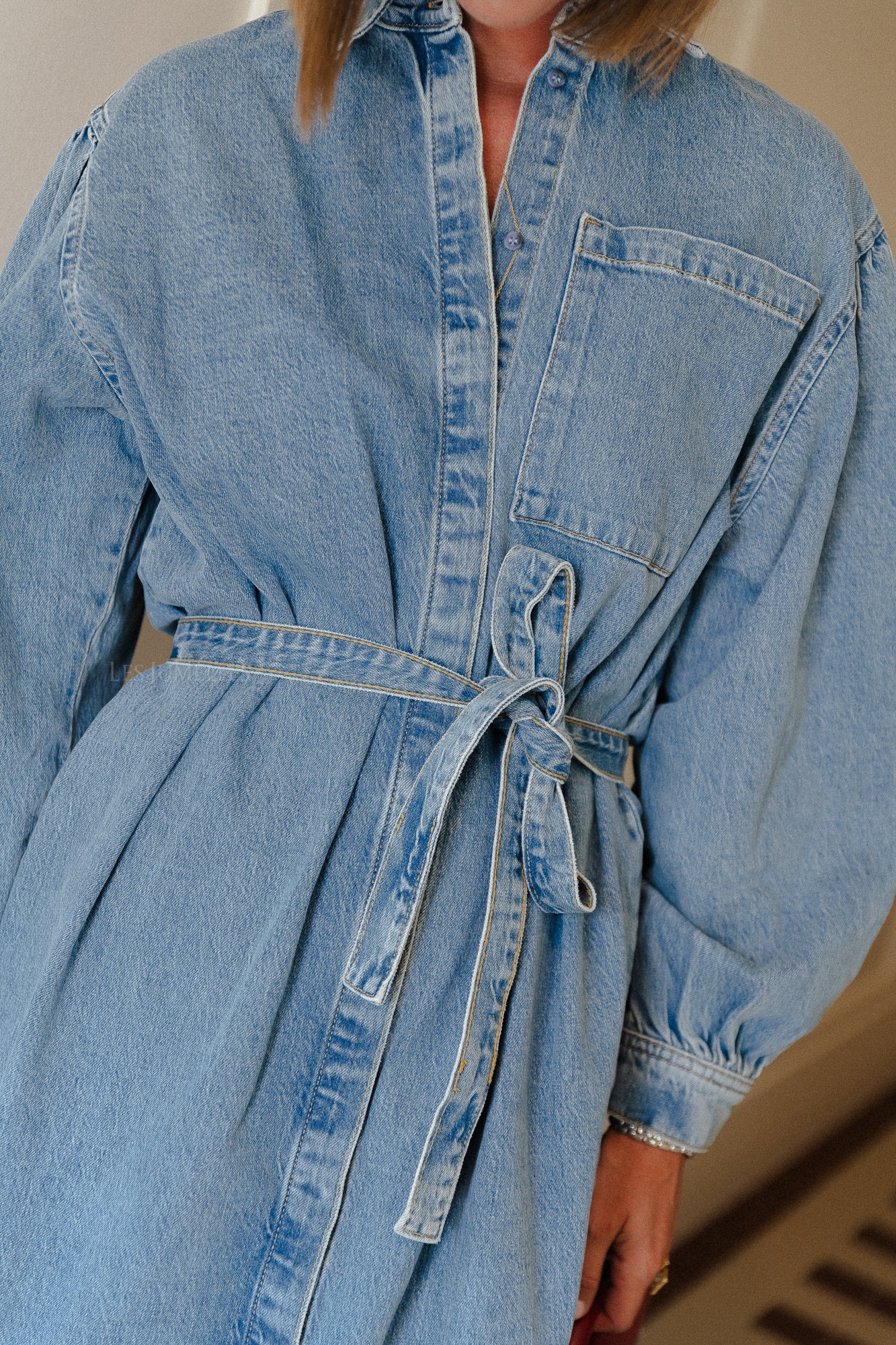 Robe chemise SLFEllin LS denim bleu clair