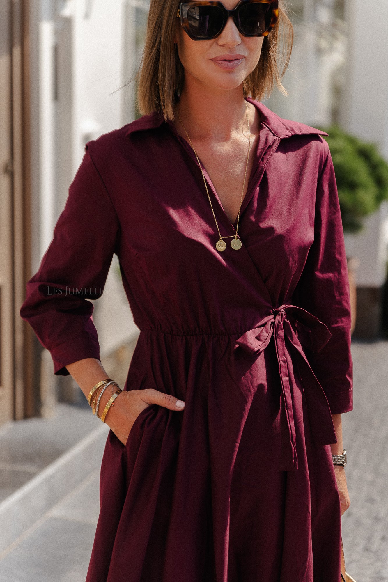 Robe portefeuille Fran bordeaux