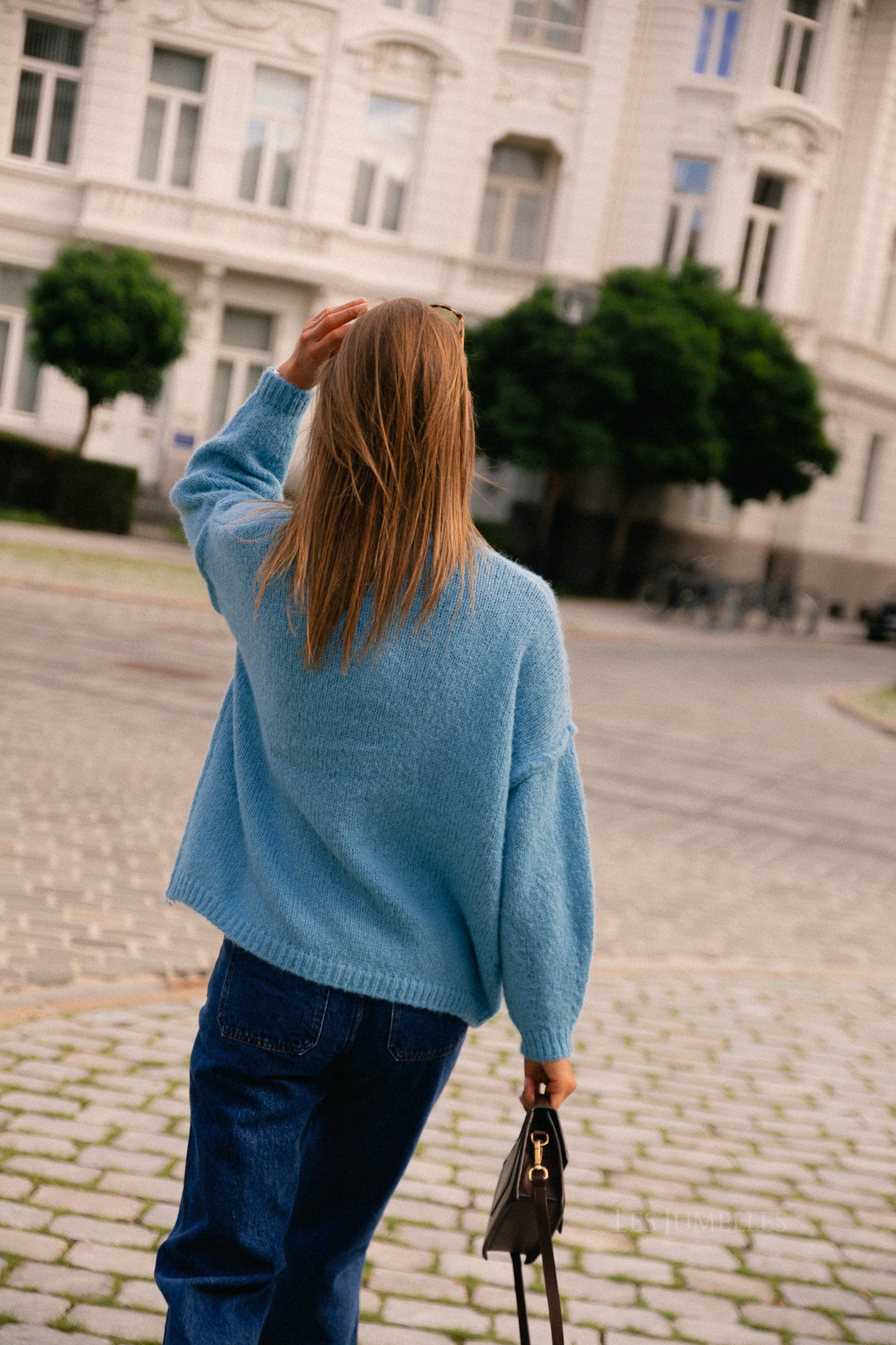 VISena highneck L/S cardigan delphinium blue