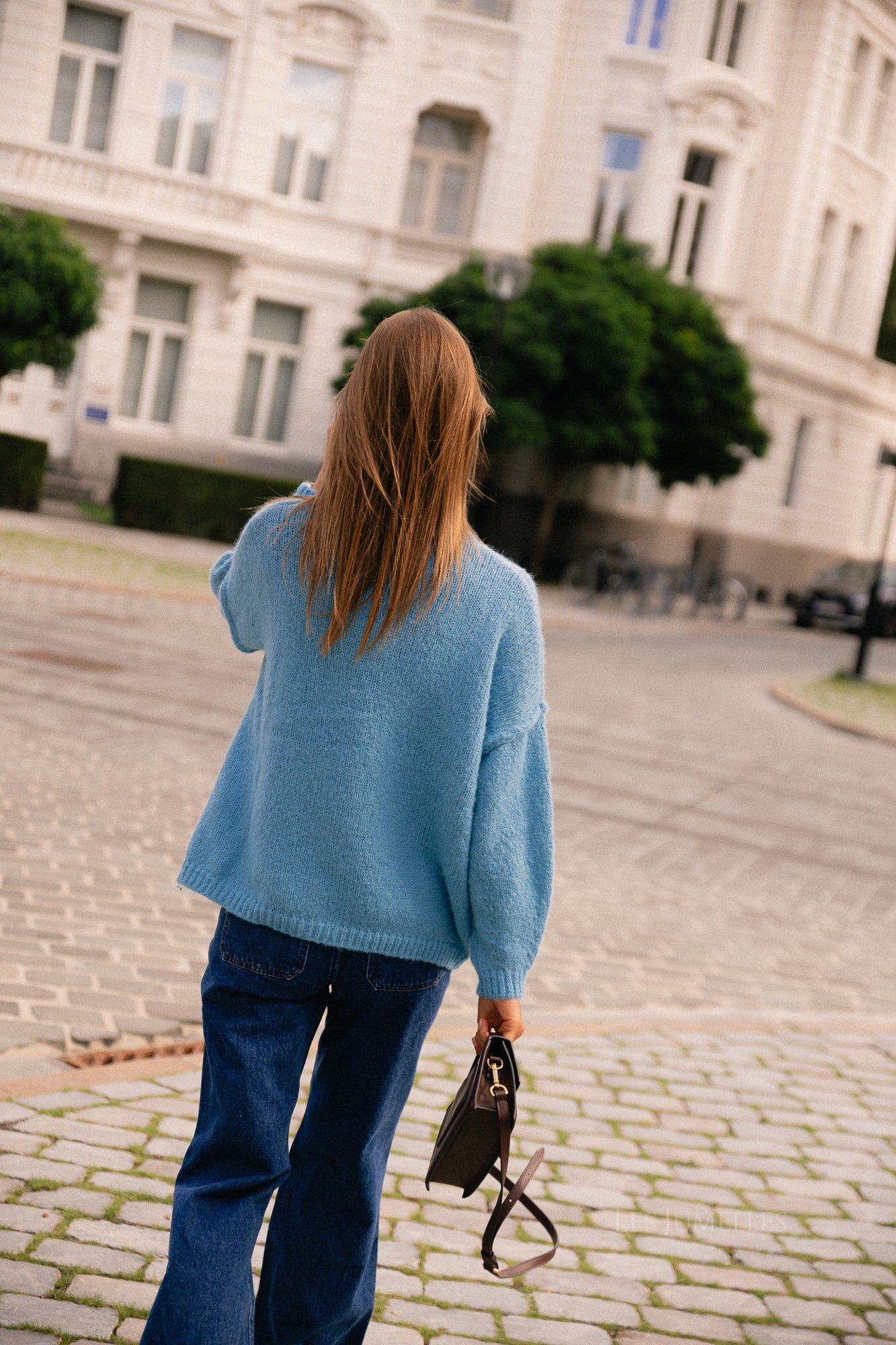VISena highneck L/S cardigan delphinium blue