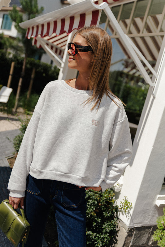 Les Jumelles VIMinna loose text sweatshirt light grey/shell coral