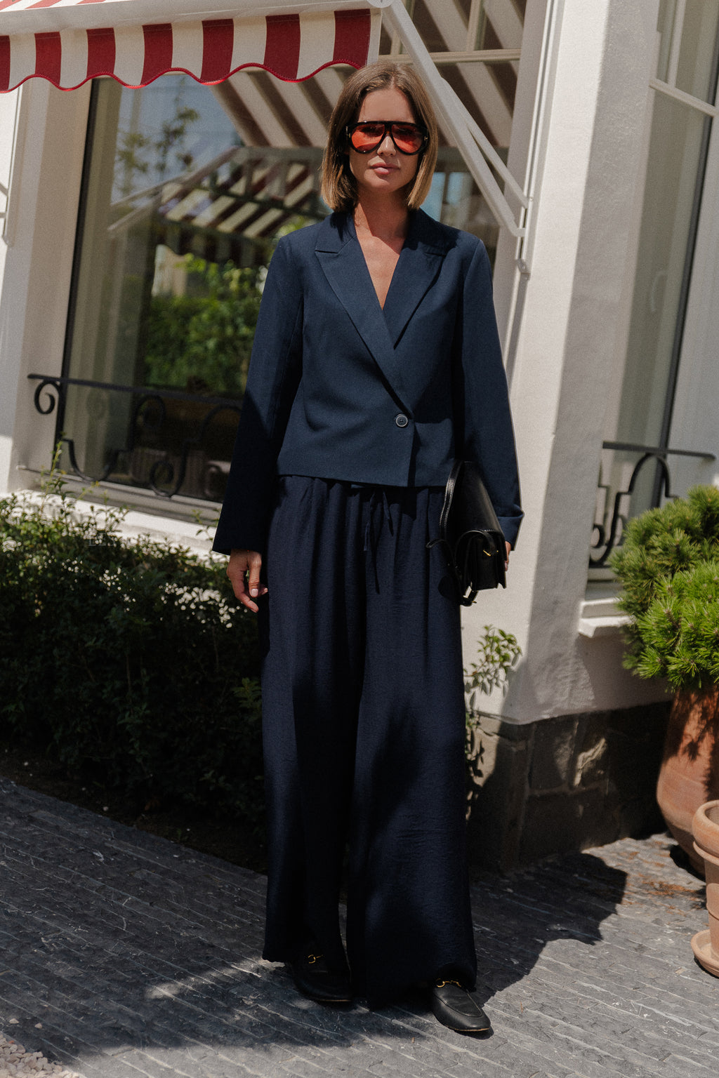 Wallis wide pants navy blue