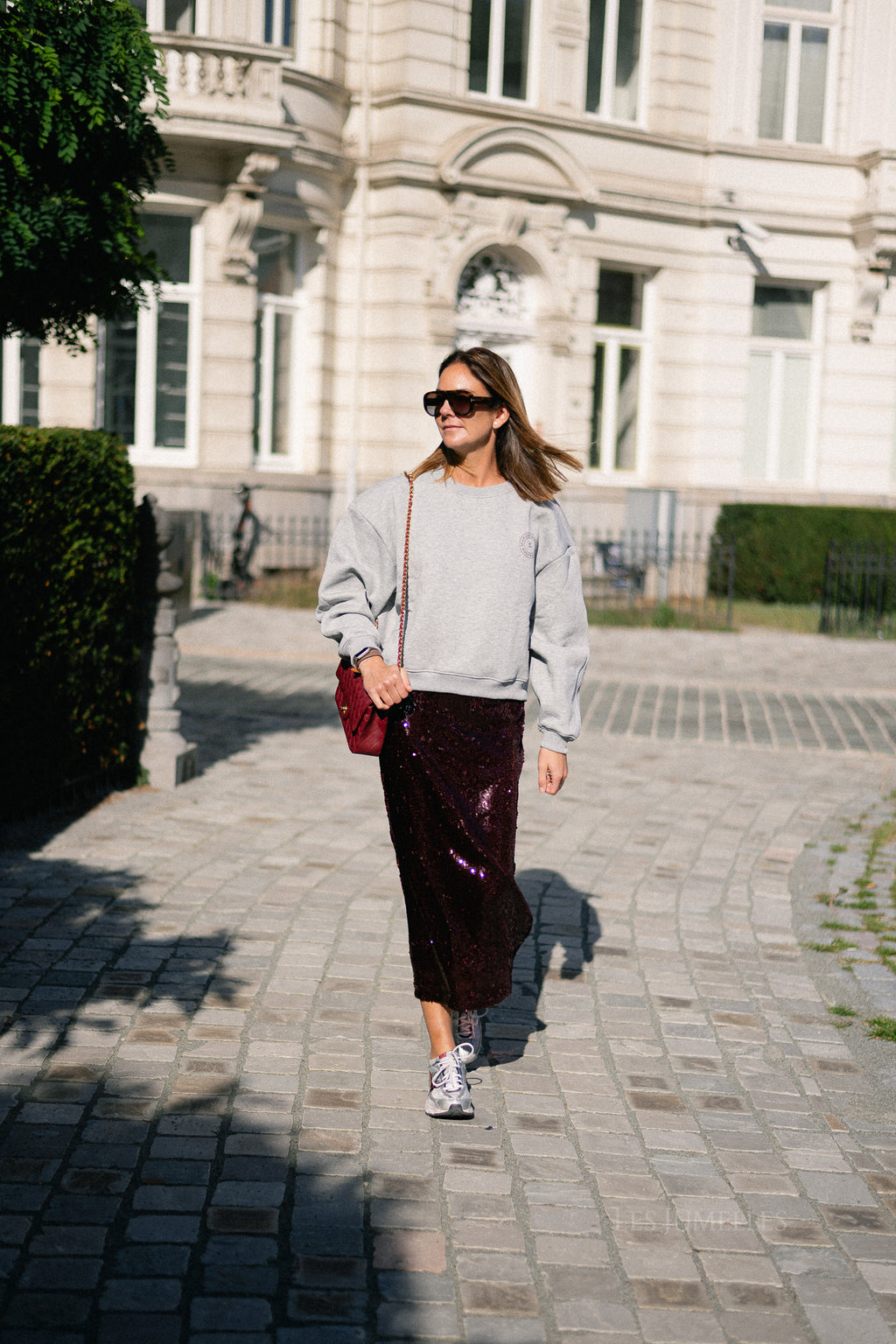 YASRoyalina HMW sequin ankle skirt port royale