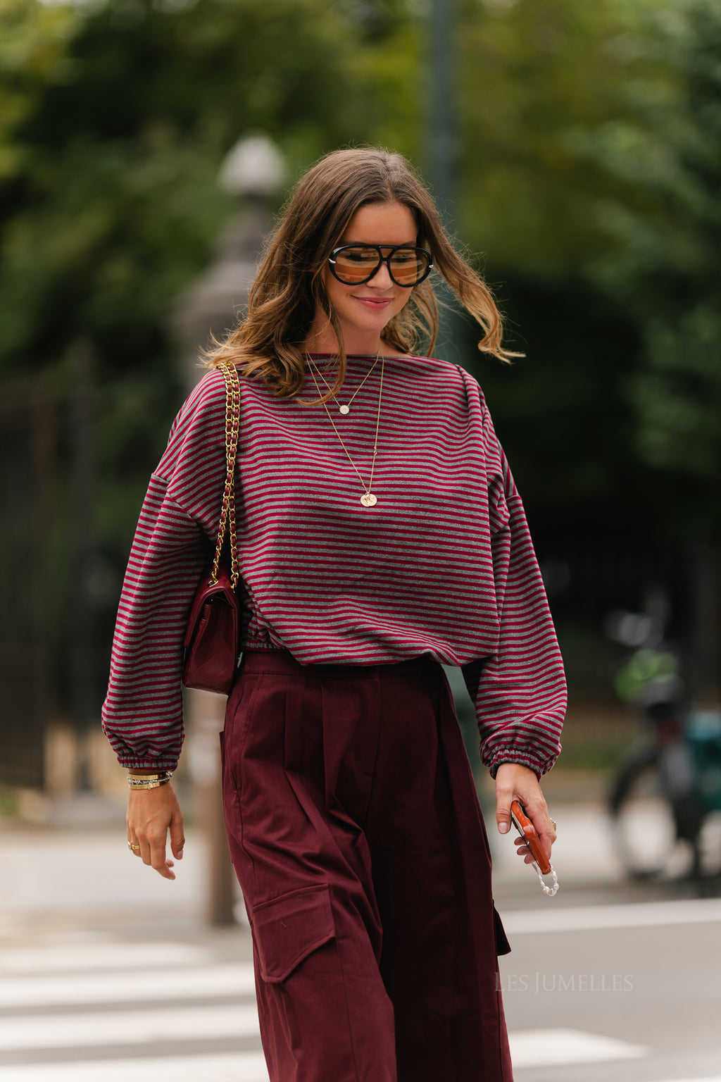 Sophie striped sweater red/grey