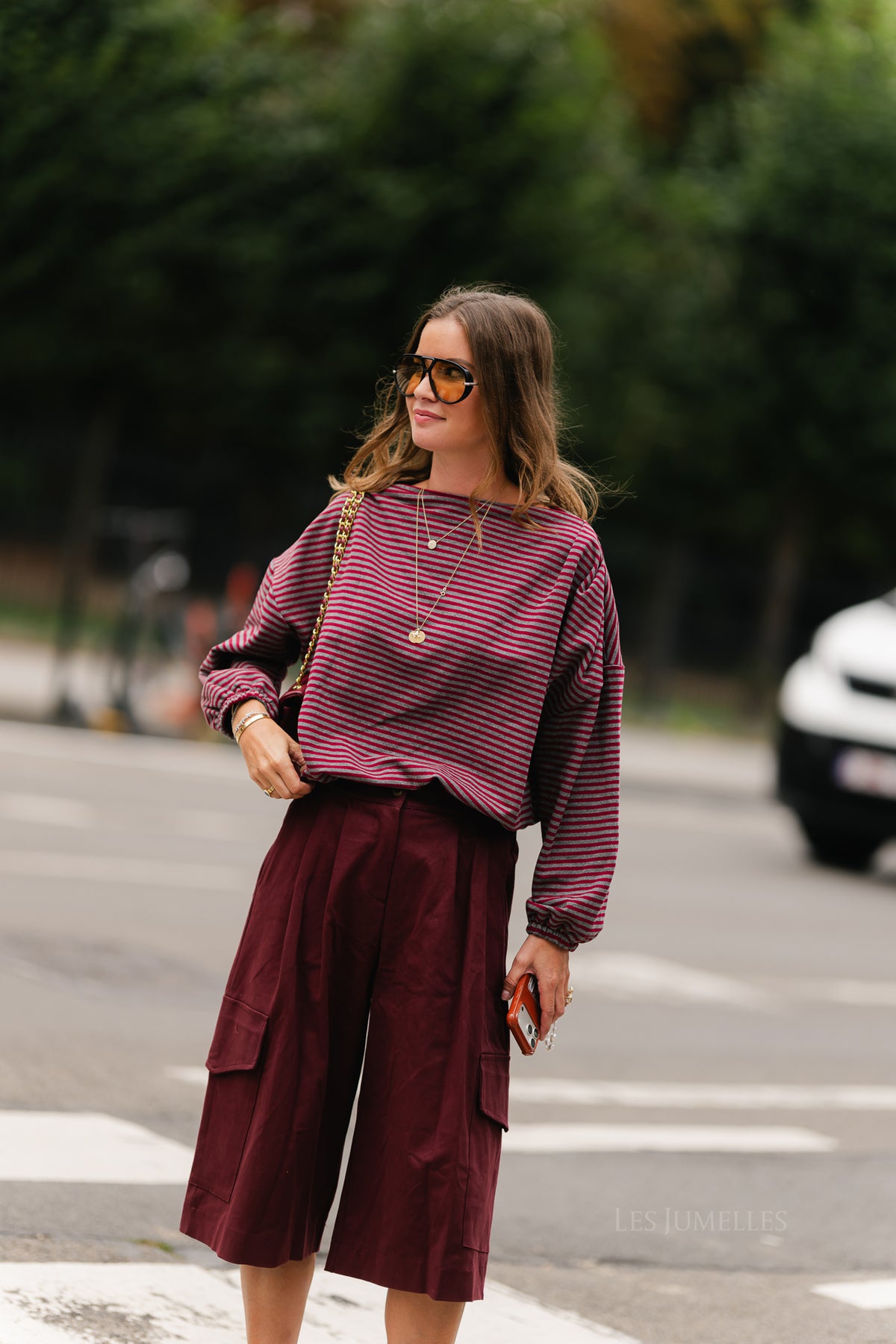 Sophie striped sweater red/grey