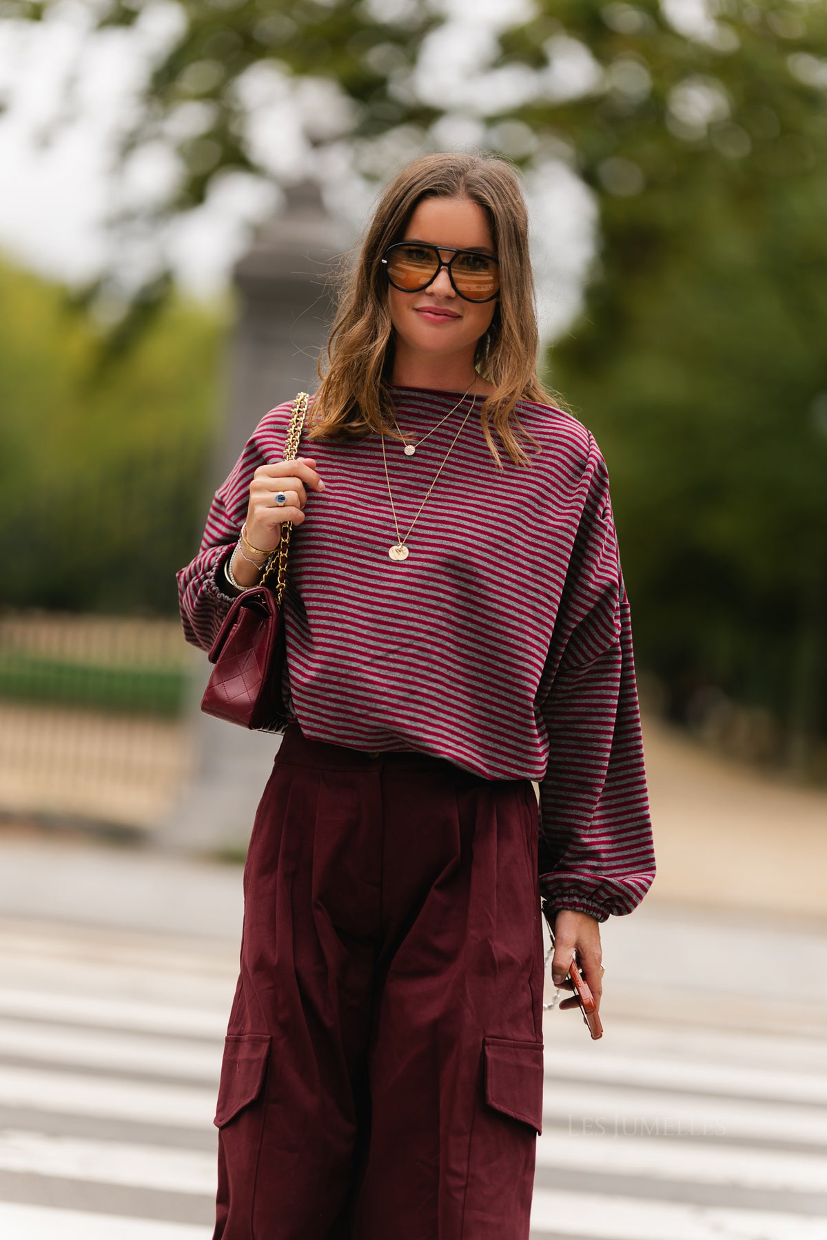 Sophie striped sweater red/grey