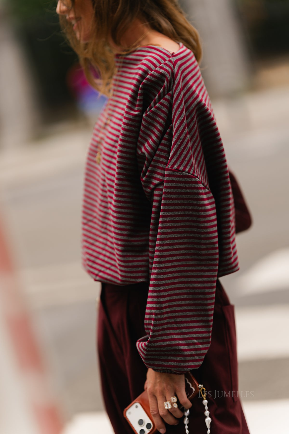 Sophie striped sweater red/grey