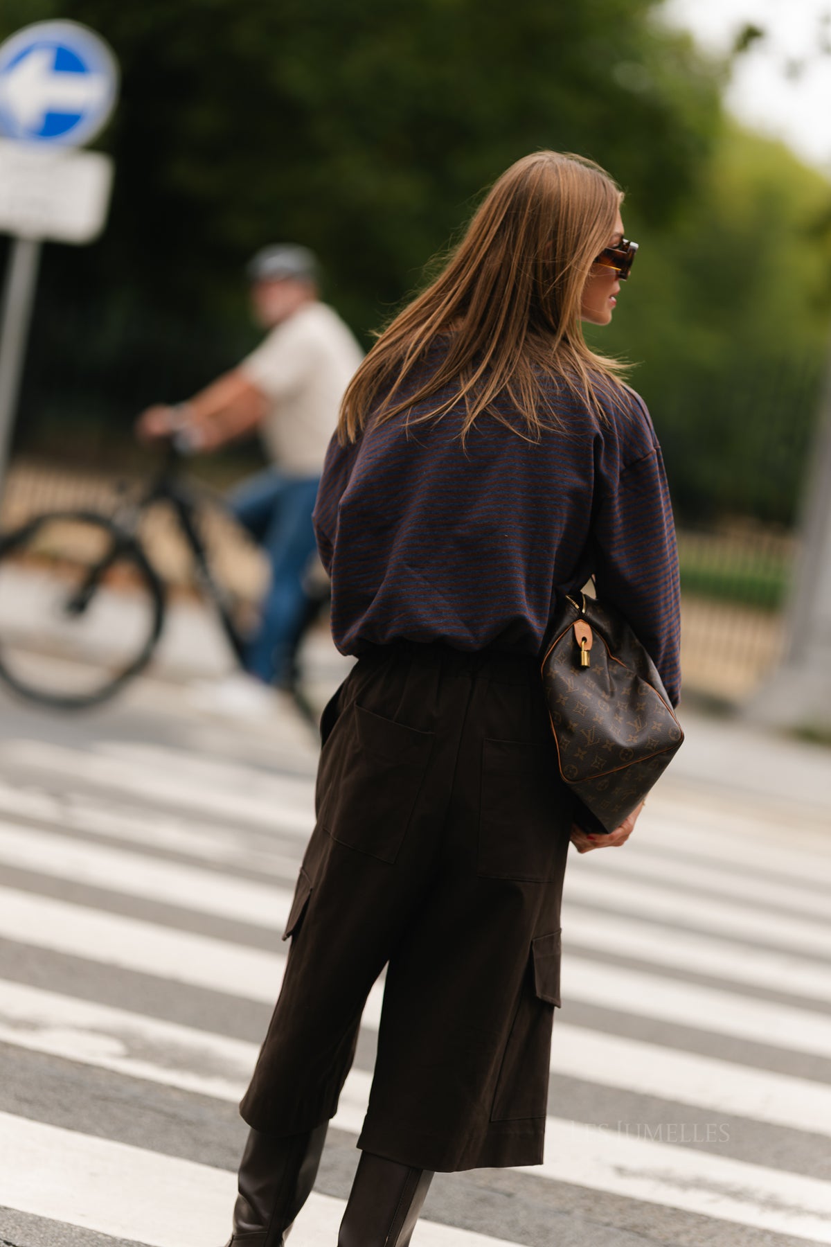 Sophie striped sweater navy/brown