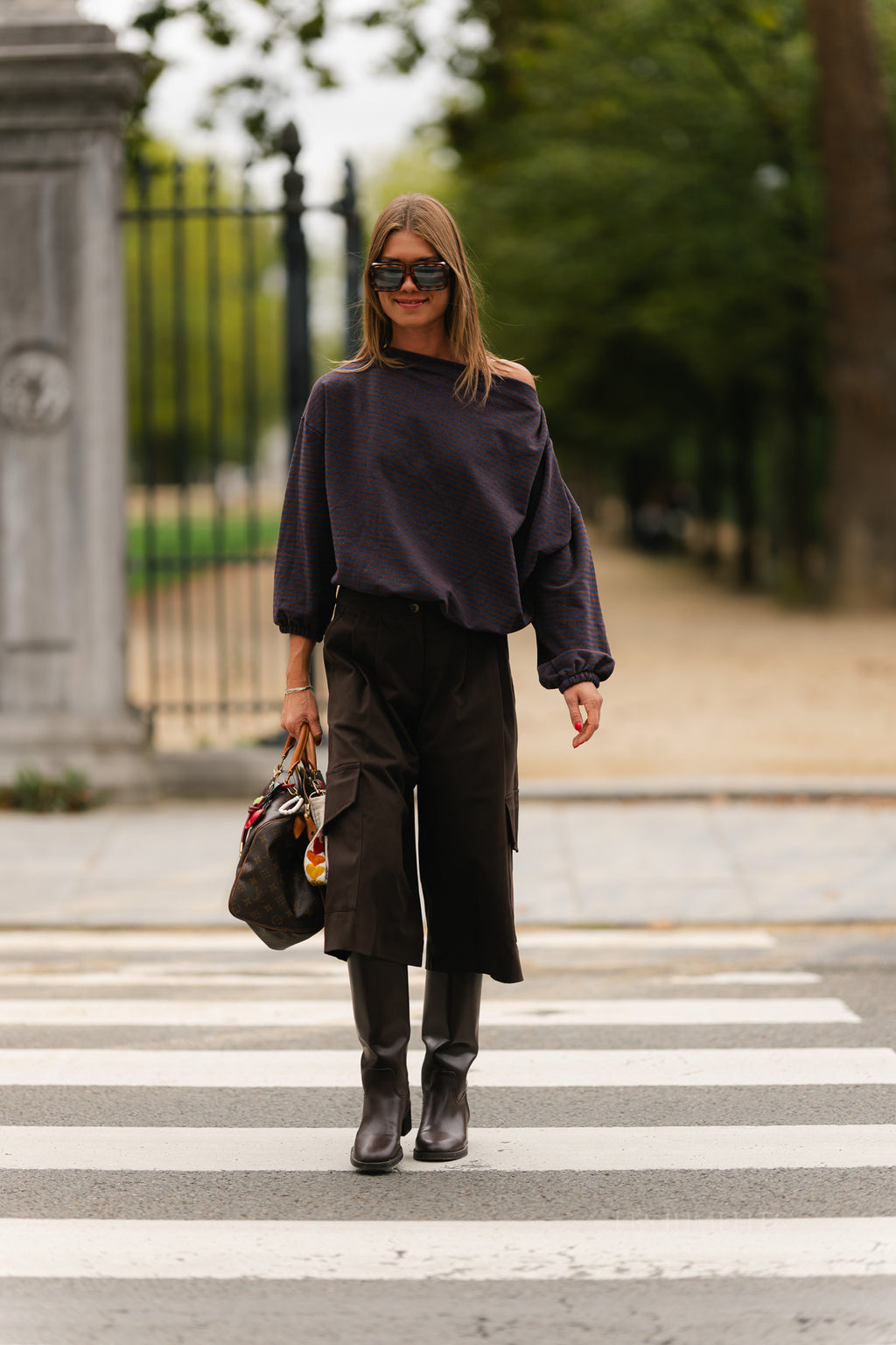 Sophie striped sweater navy/brown