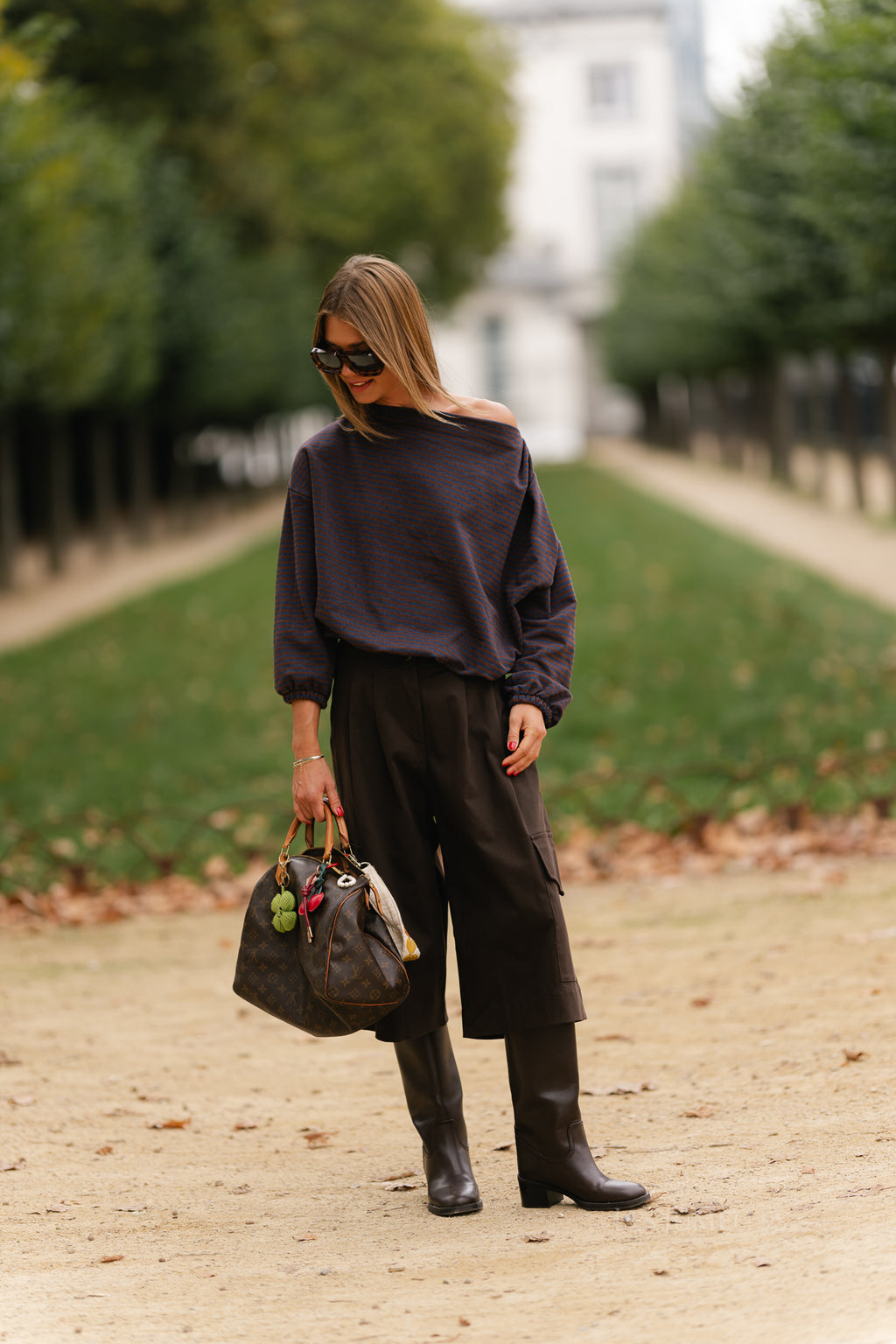 Sophie striped sweater navy/brown
