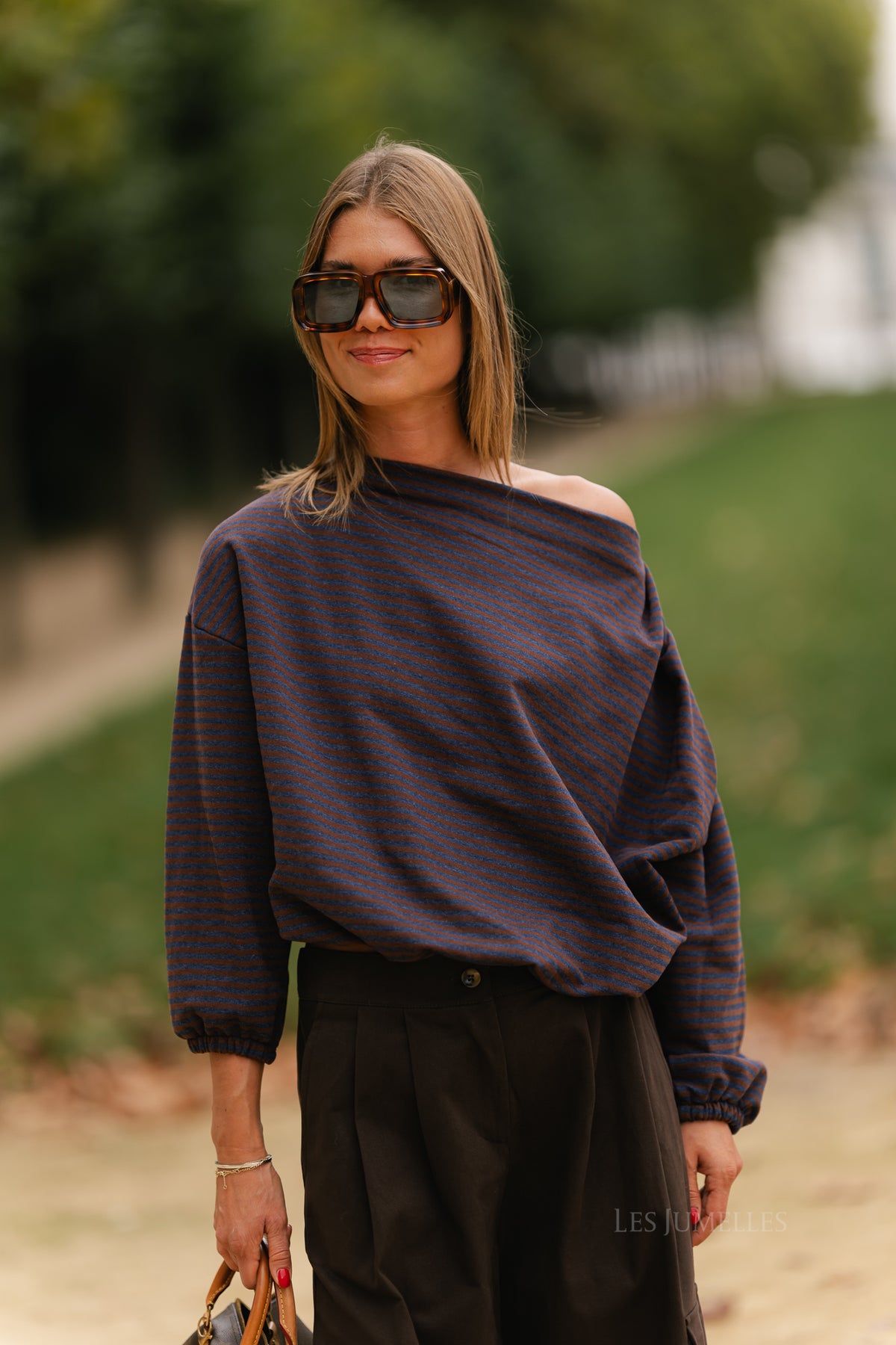 Sophie striped sweater navy/brown