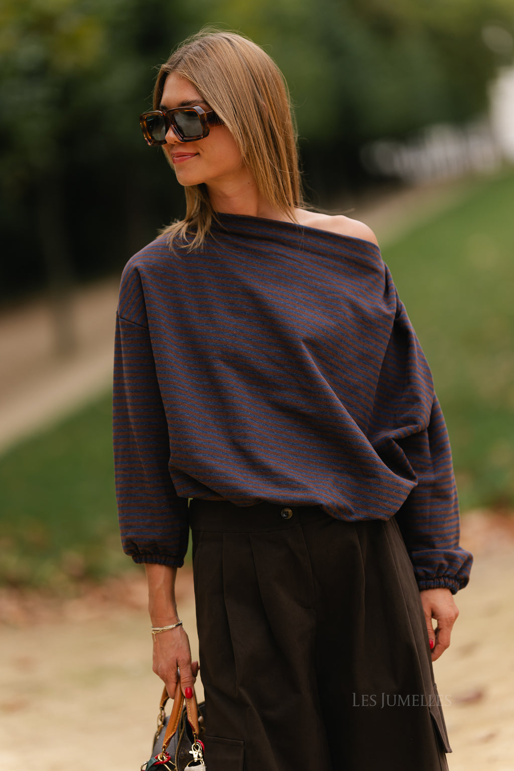Sophie striped sweater navy/brown