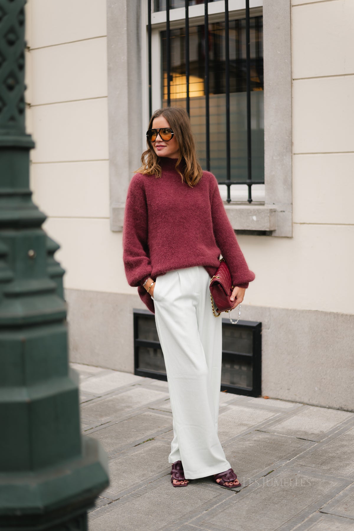 Annabelle LS knitted jumper burgundy