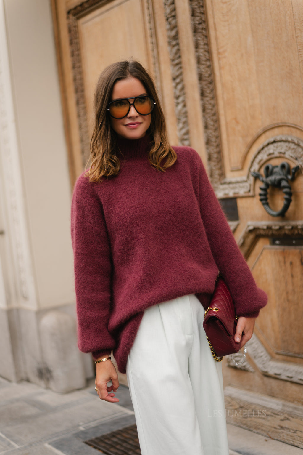 Annabelle LS knitted jumper burgundy