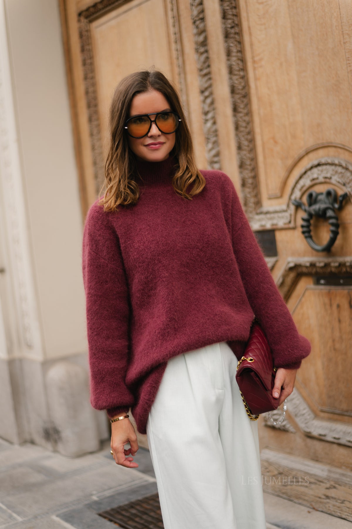 Annabelle LS knitted jumper burgundy