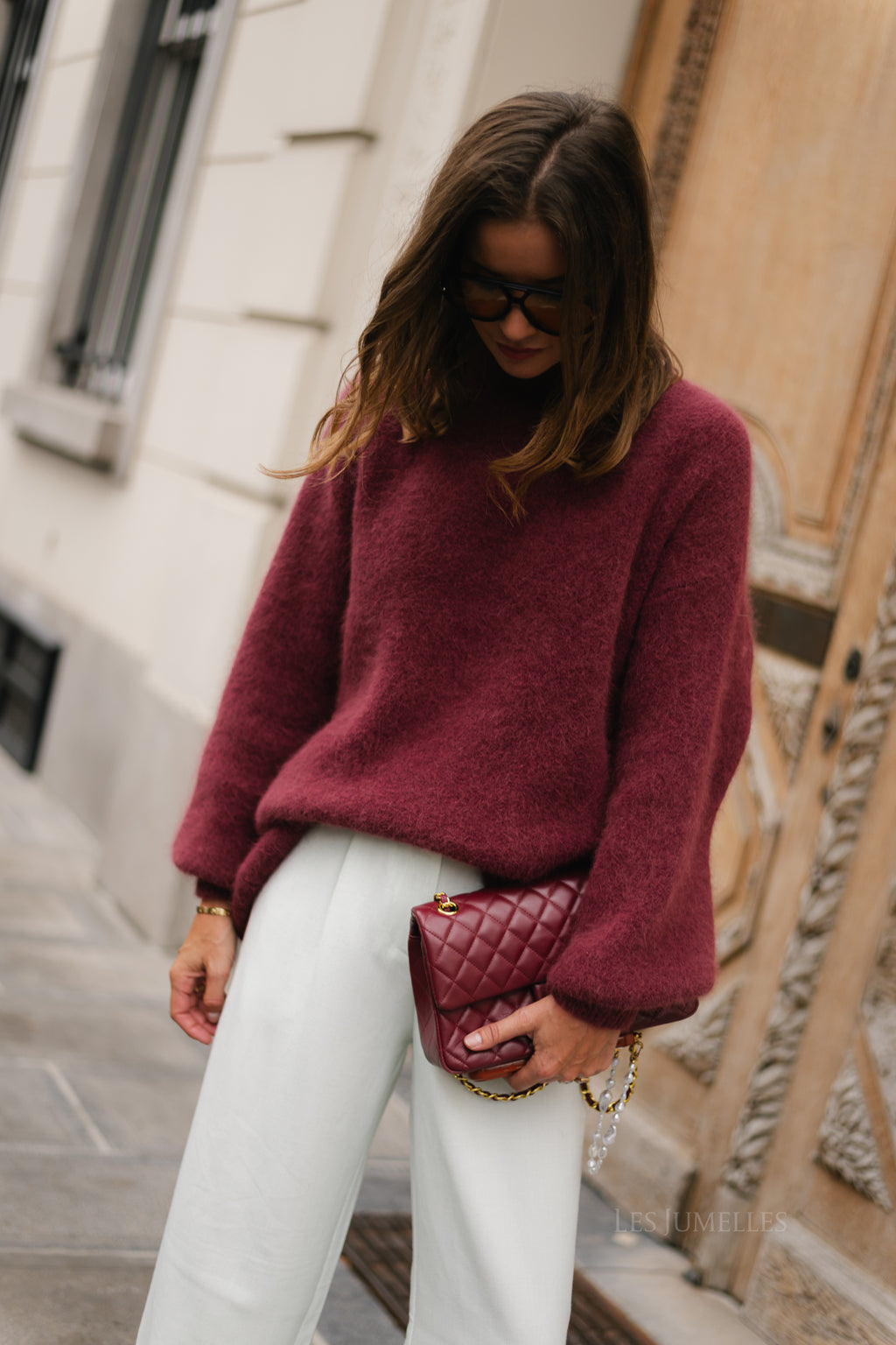 Annabelle LS knitted jumper burgundy