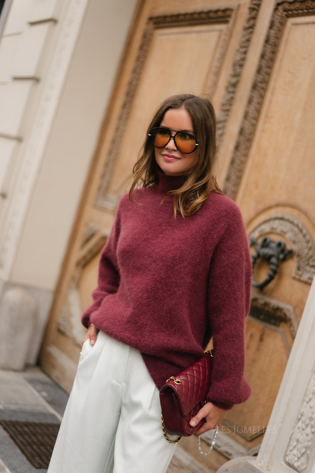 Annabelle LS knitted jumper burgundy