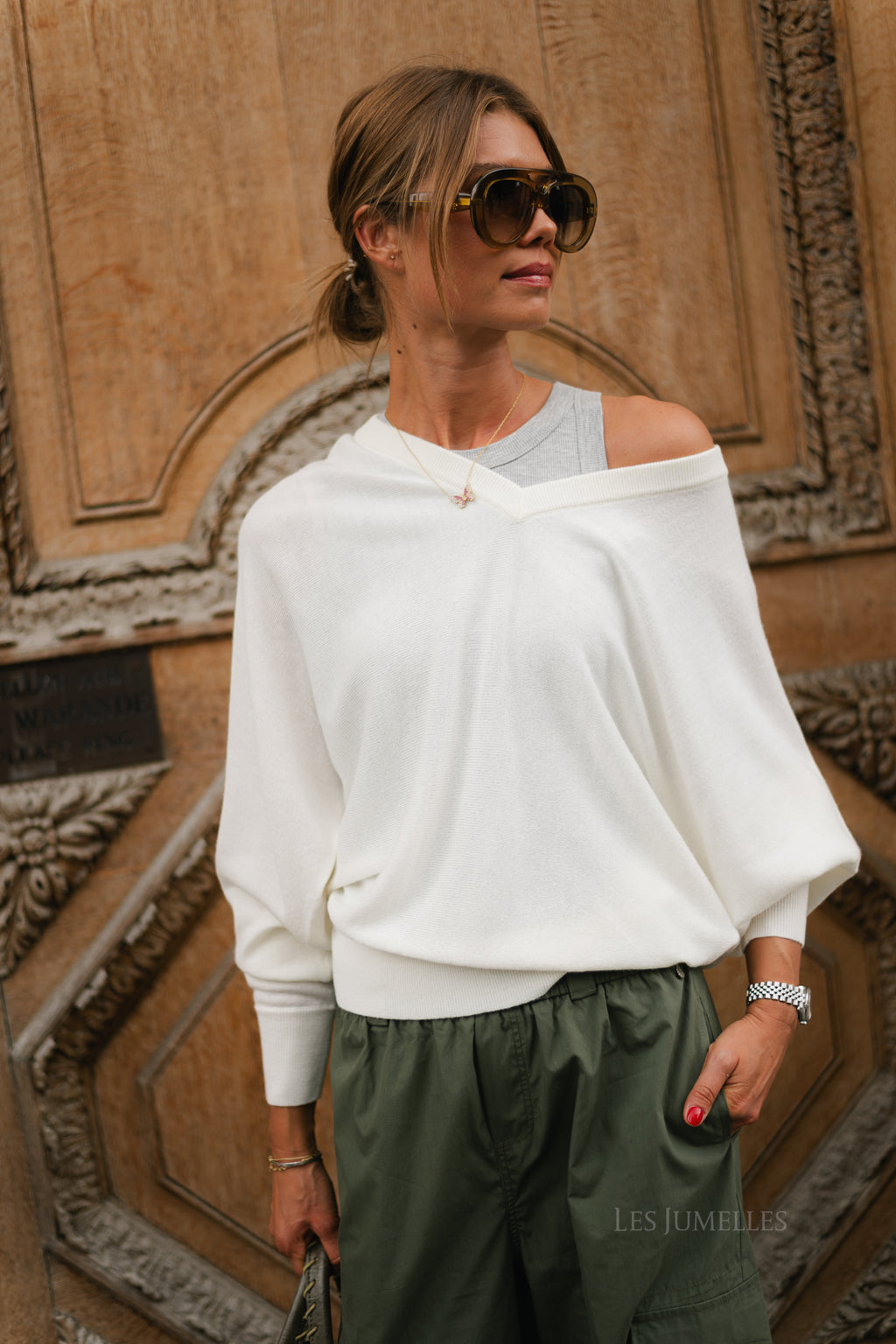 Shana V-neck jumper ecru