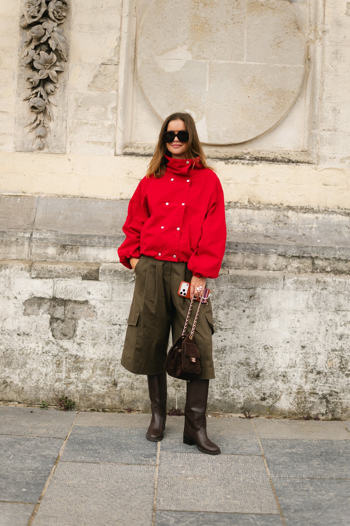 Stella funnel neck jacket red