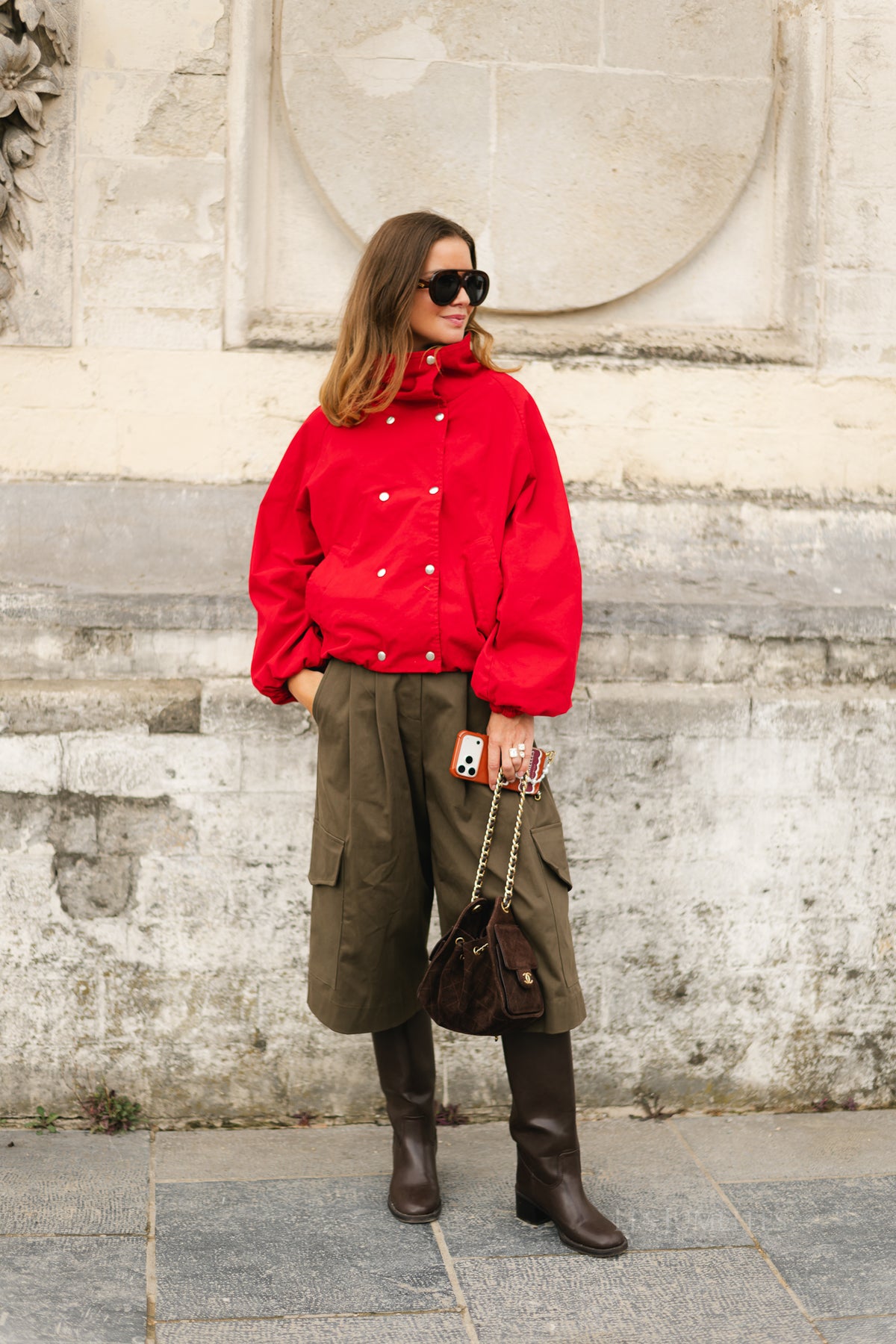 Stella funnel neck jacket red