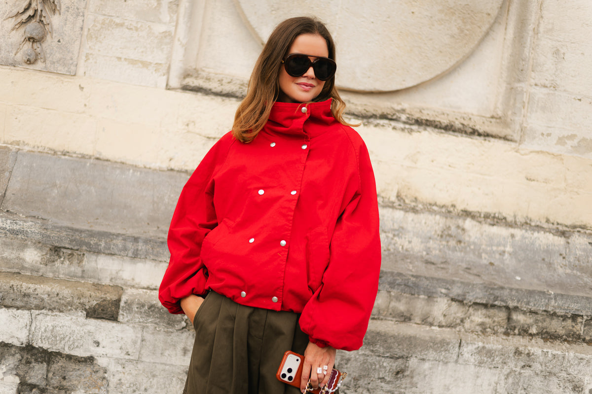 Stella funnel neck jacket red
