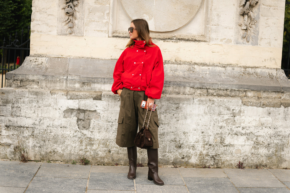 Stella funnel neck jacket red