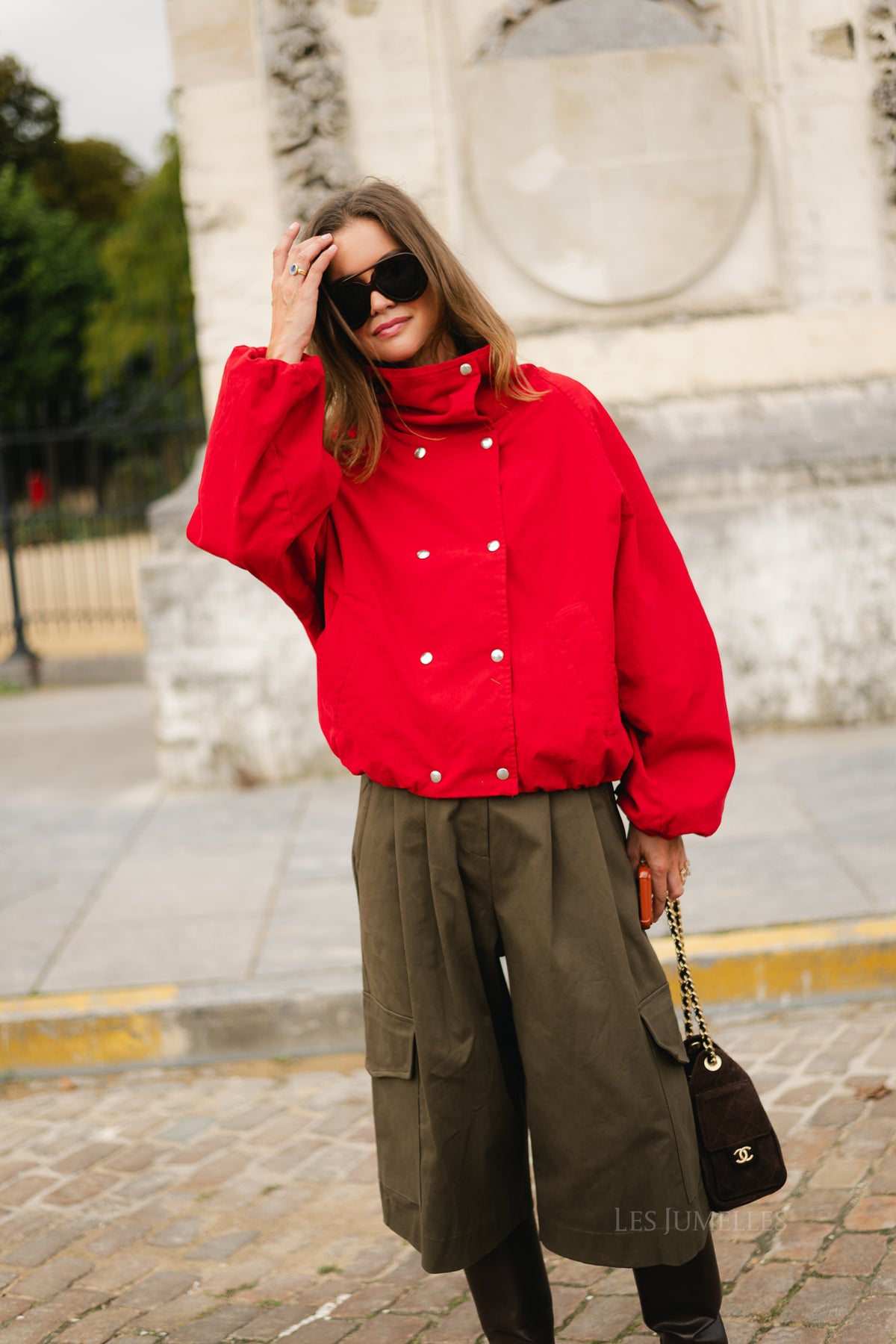 Stella funnel neck jacket red