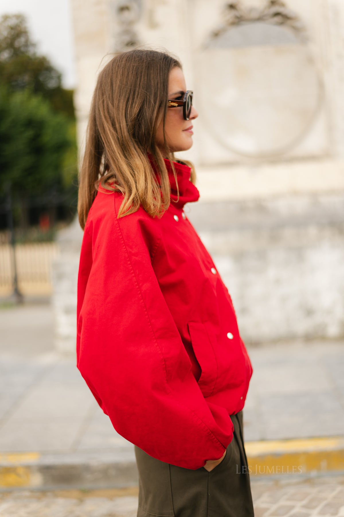 Stella funnel neck jacket red