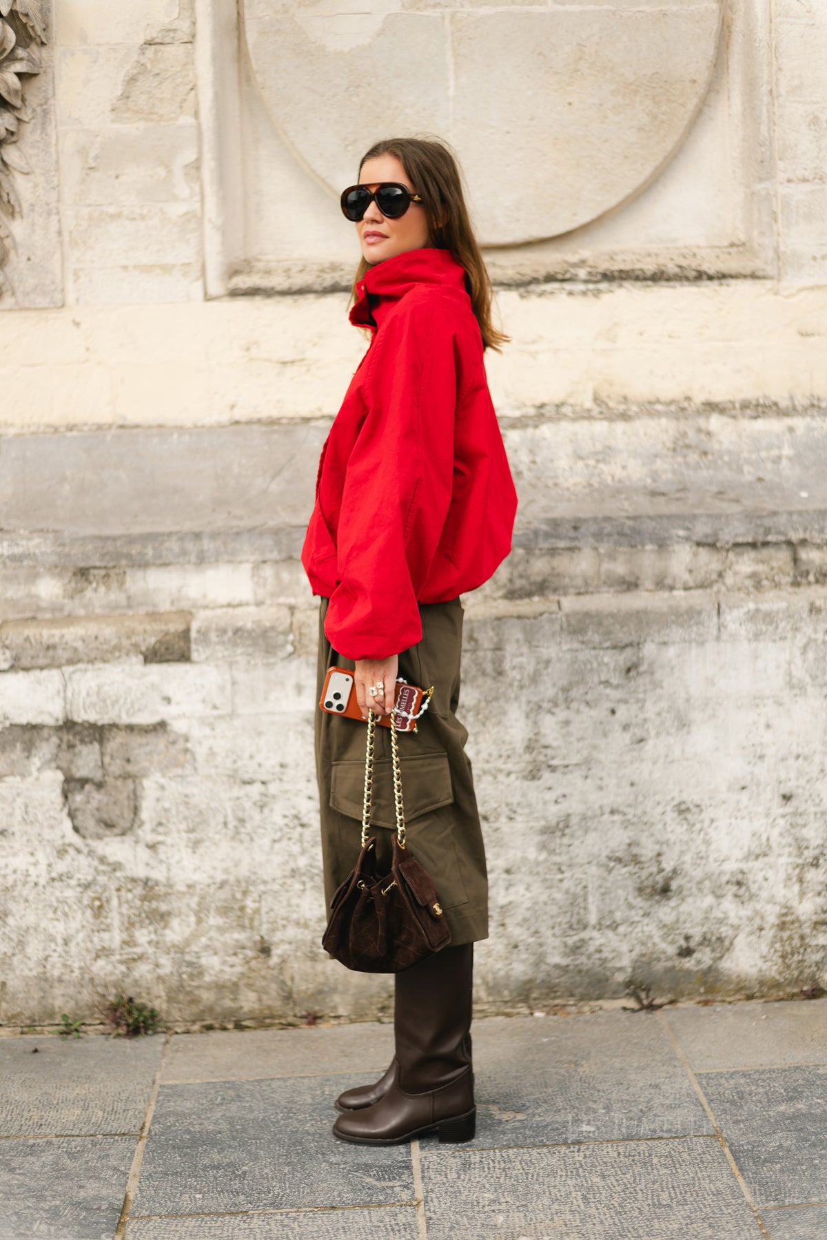 Stella funnel neck jacket red