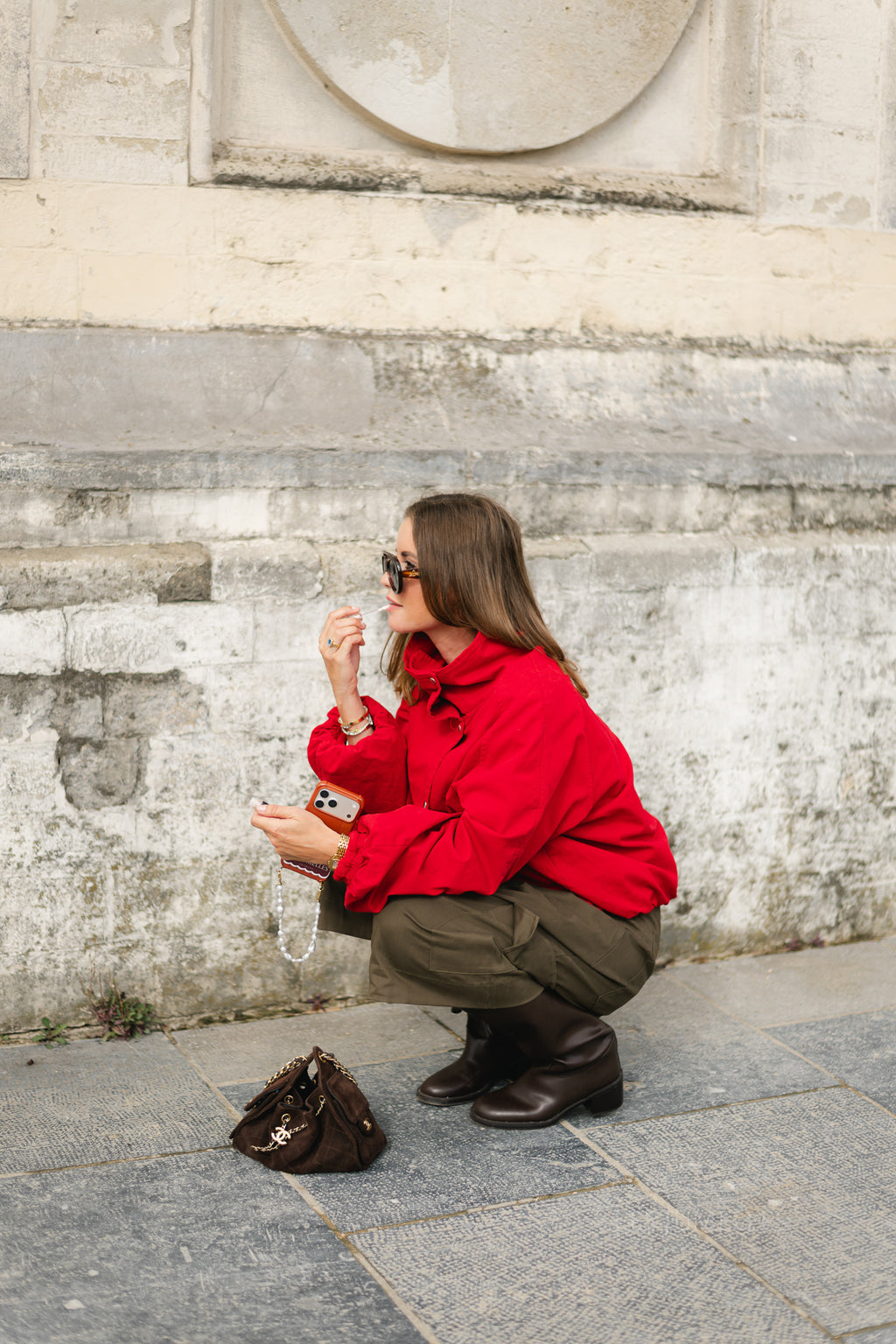 Stella funnel neck jacket red