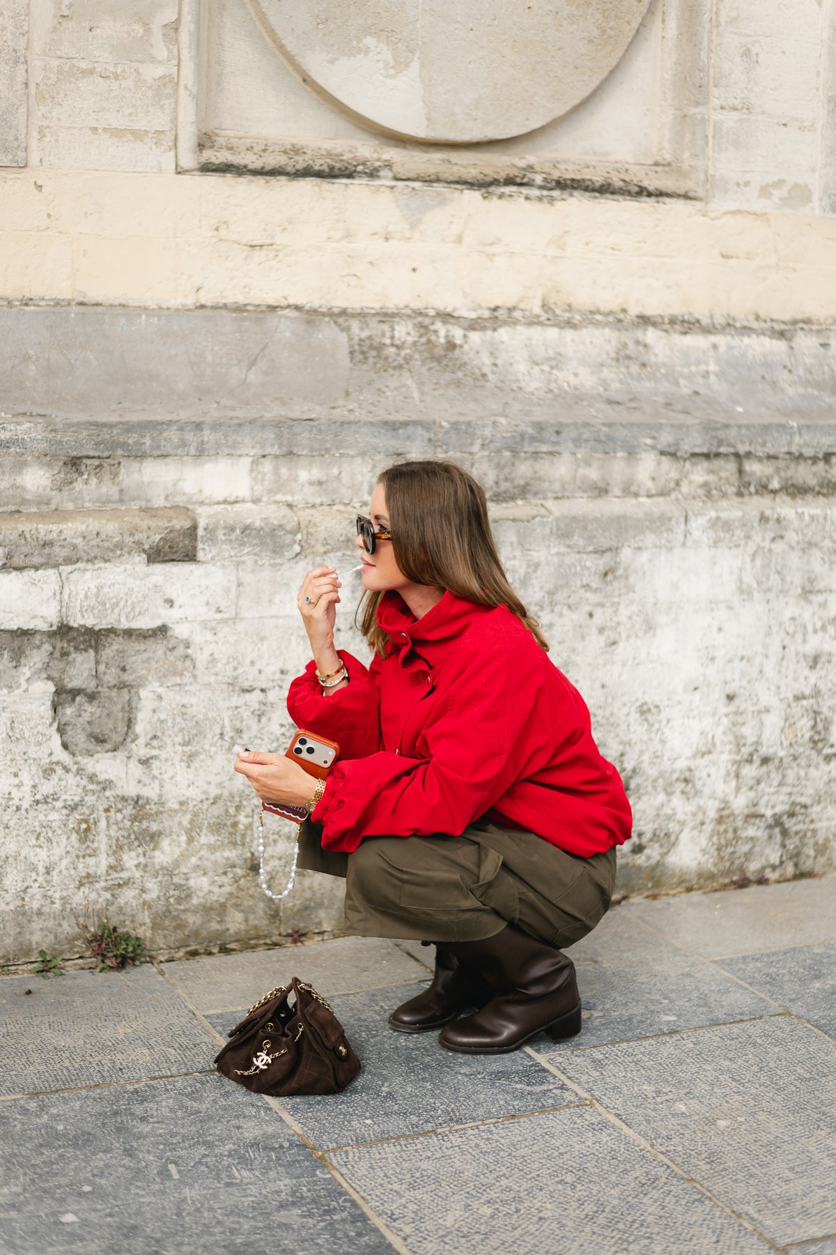 Stella funnel neck jacket red