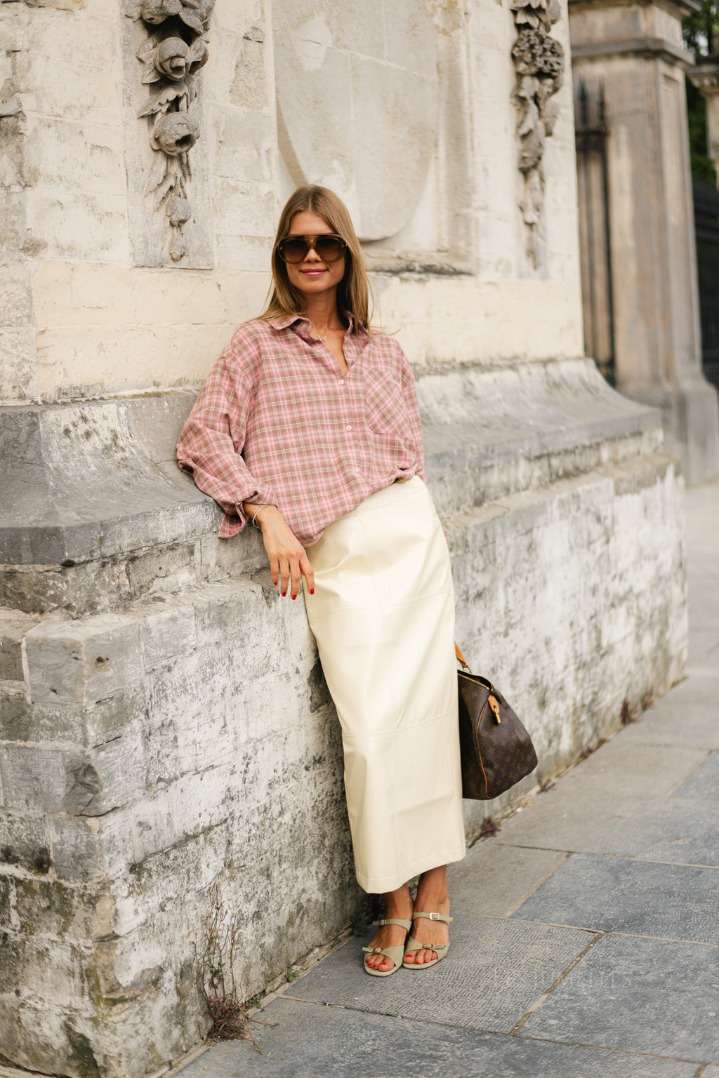 Hillary PU skirt butter yellow